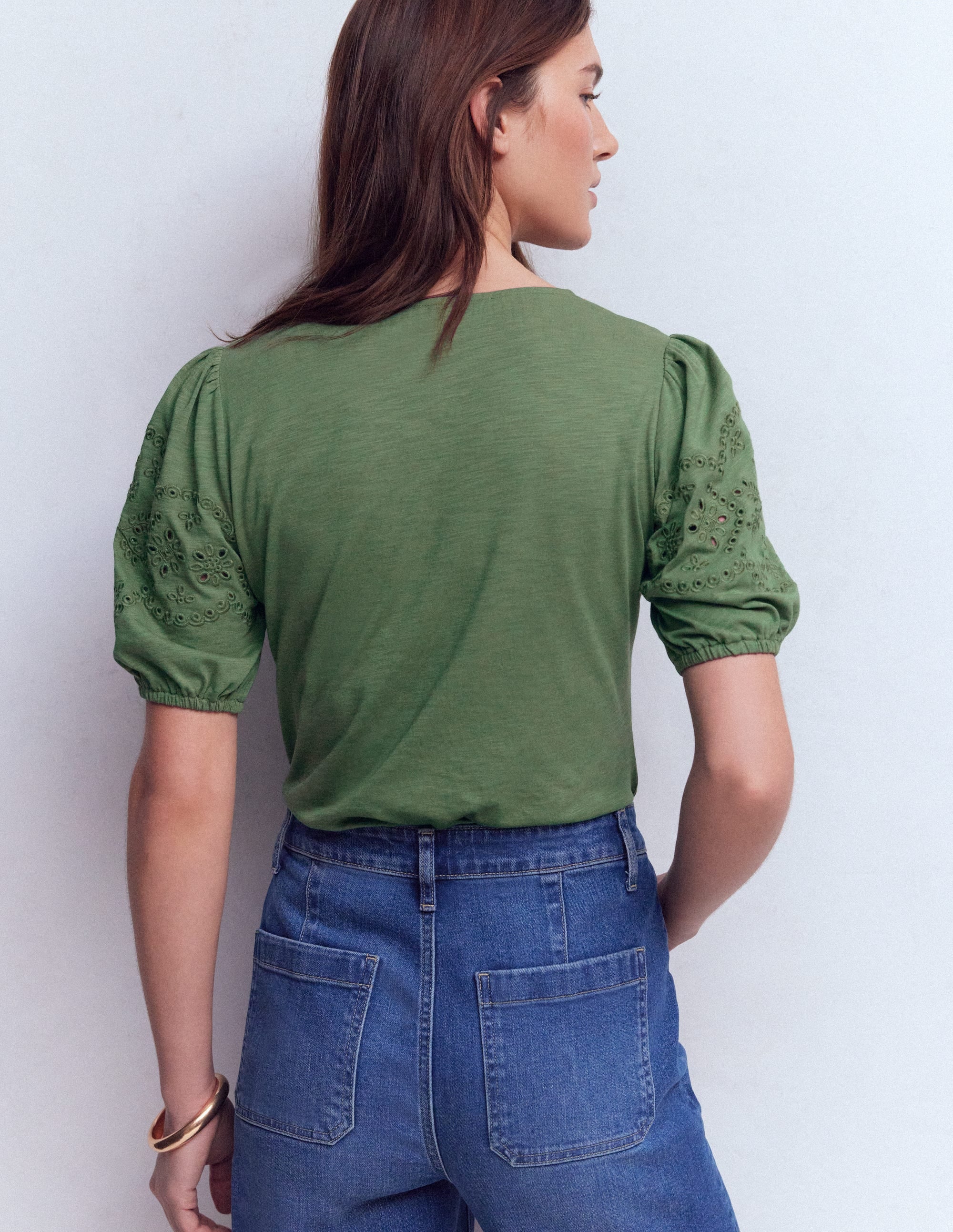 Ada Broderie Mix Top-Willow Green - Image 3