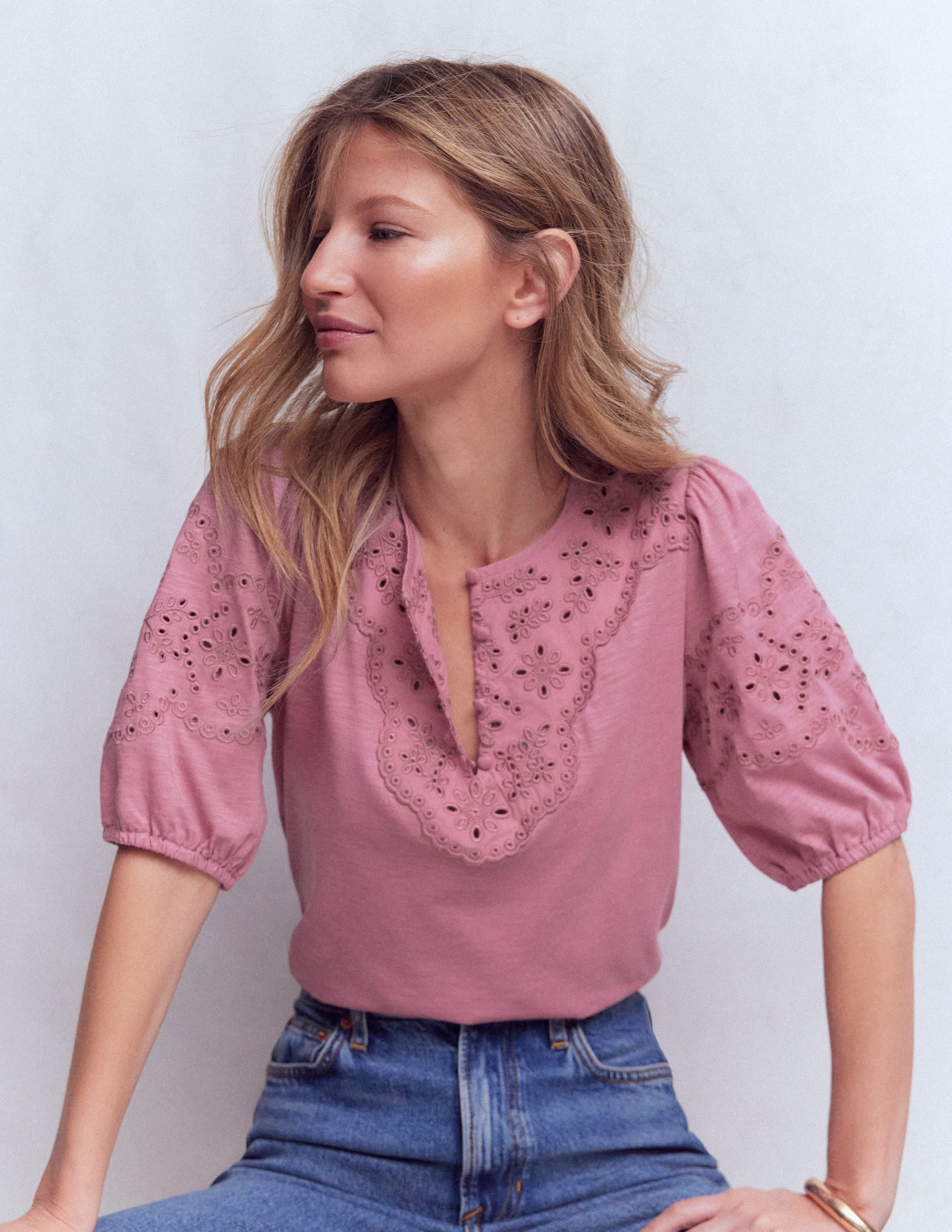 Ada Broderie Mix Top-Lilas - Image 1
