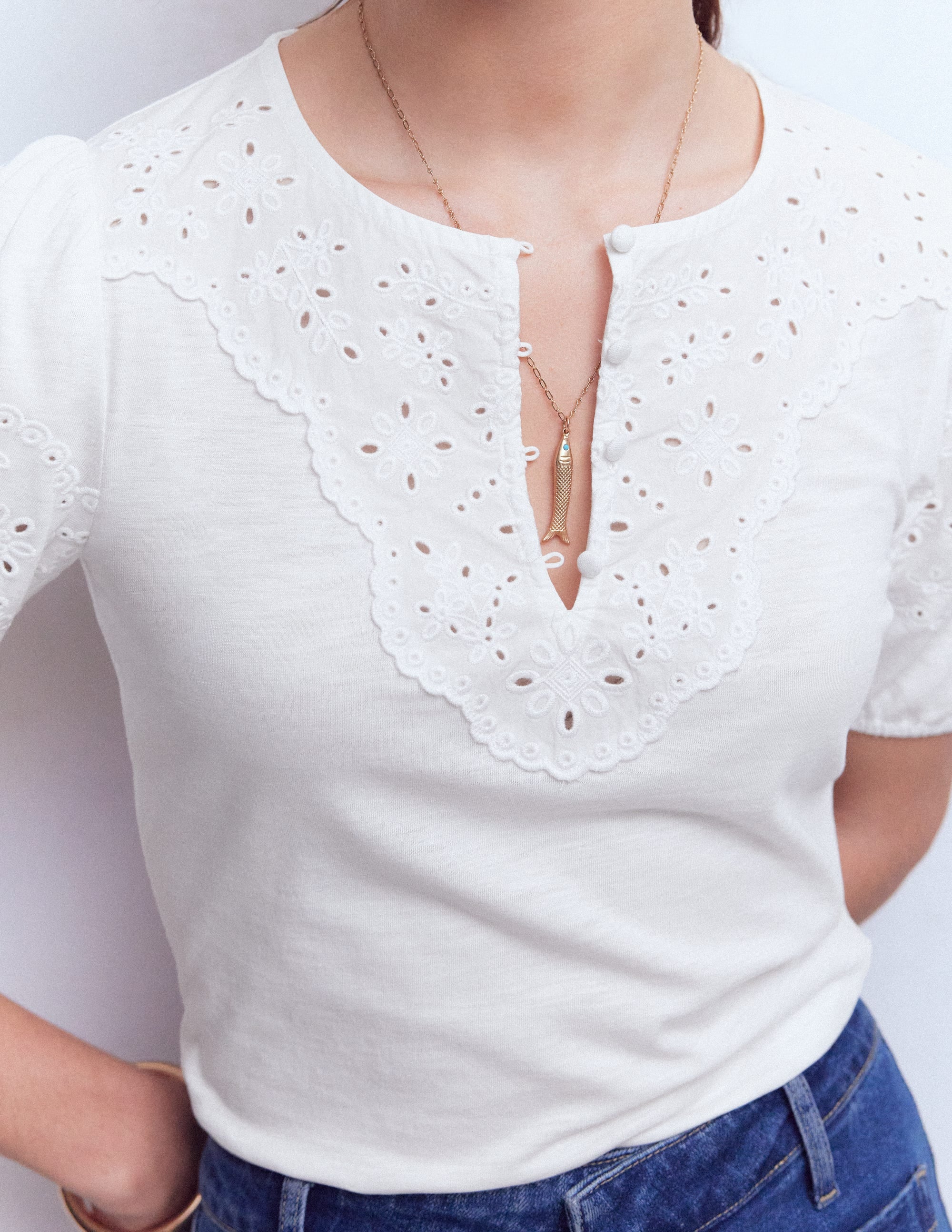 Ada Broderie Mix Top-White - Image 2