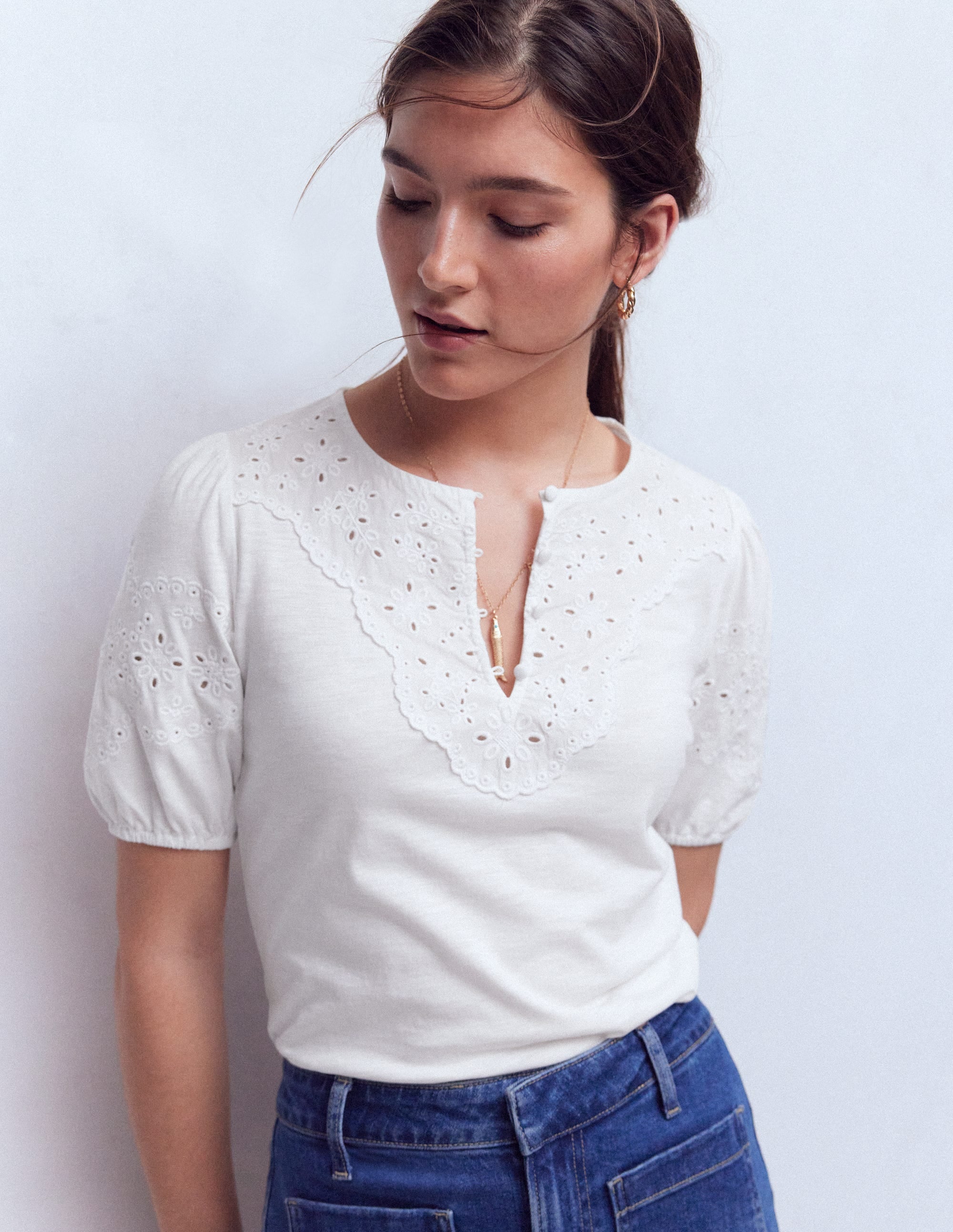 Ada Broderie Mix Top-White - Image 4