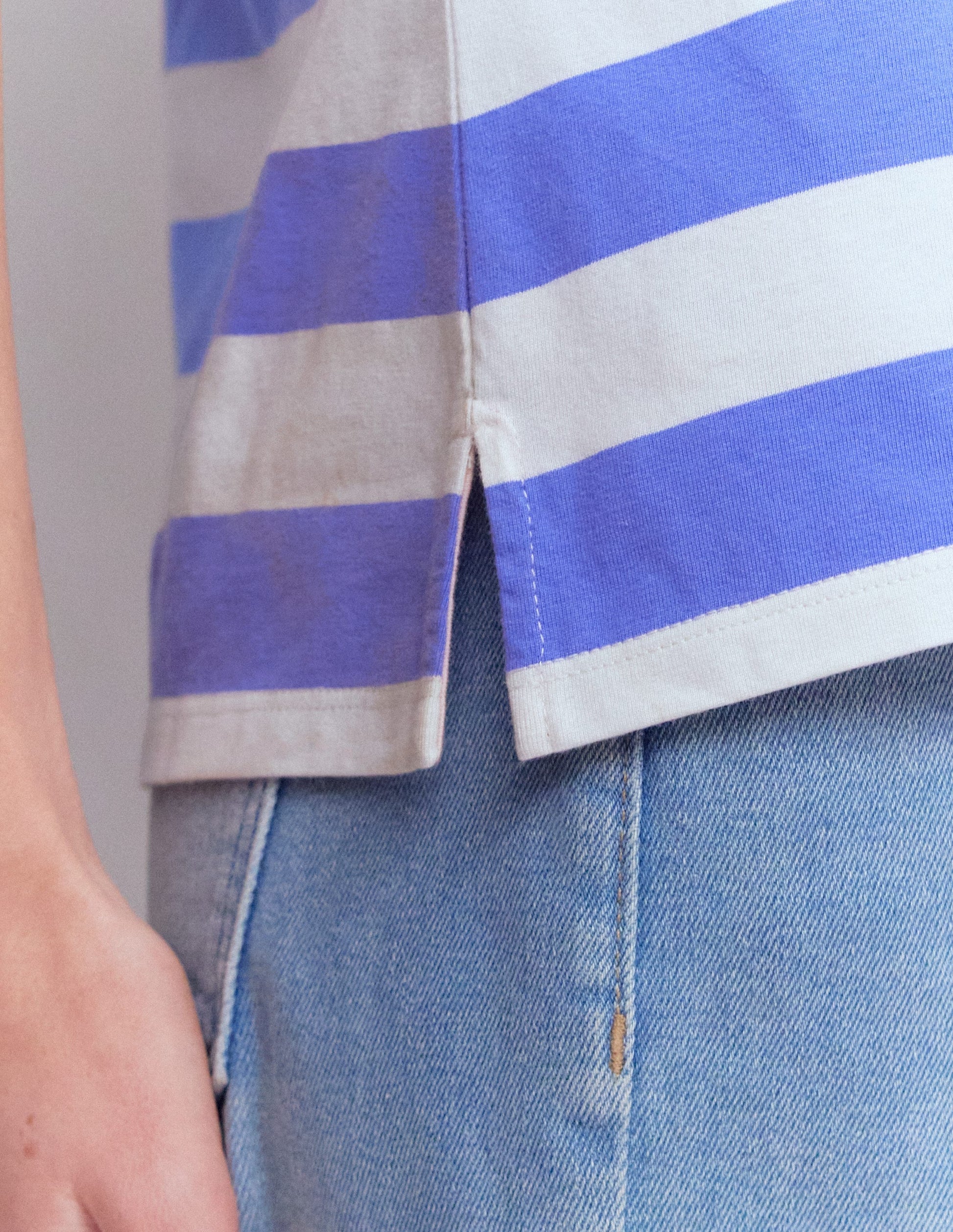 Olivia Short Sleeve Breton-Baja Blue and Ivory Stripe-2