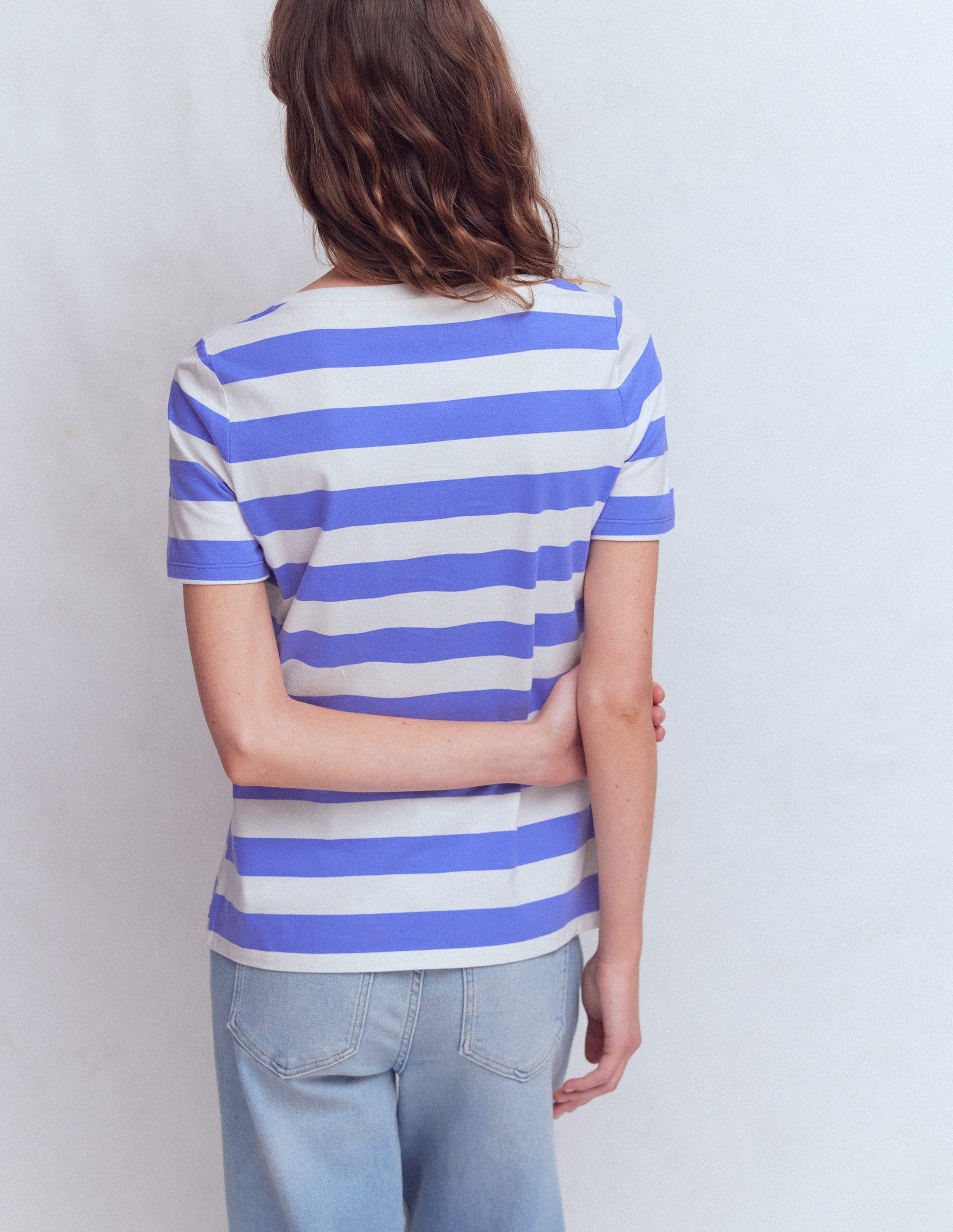 Olivia Short Sleeve Breton-Baja Blue and Ivory Stripe-3