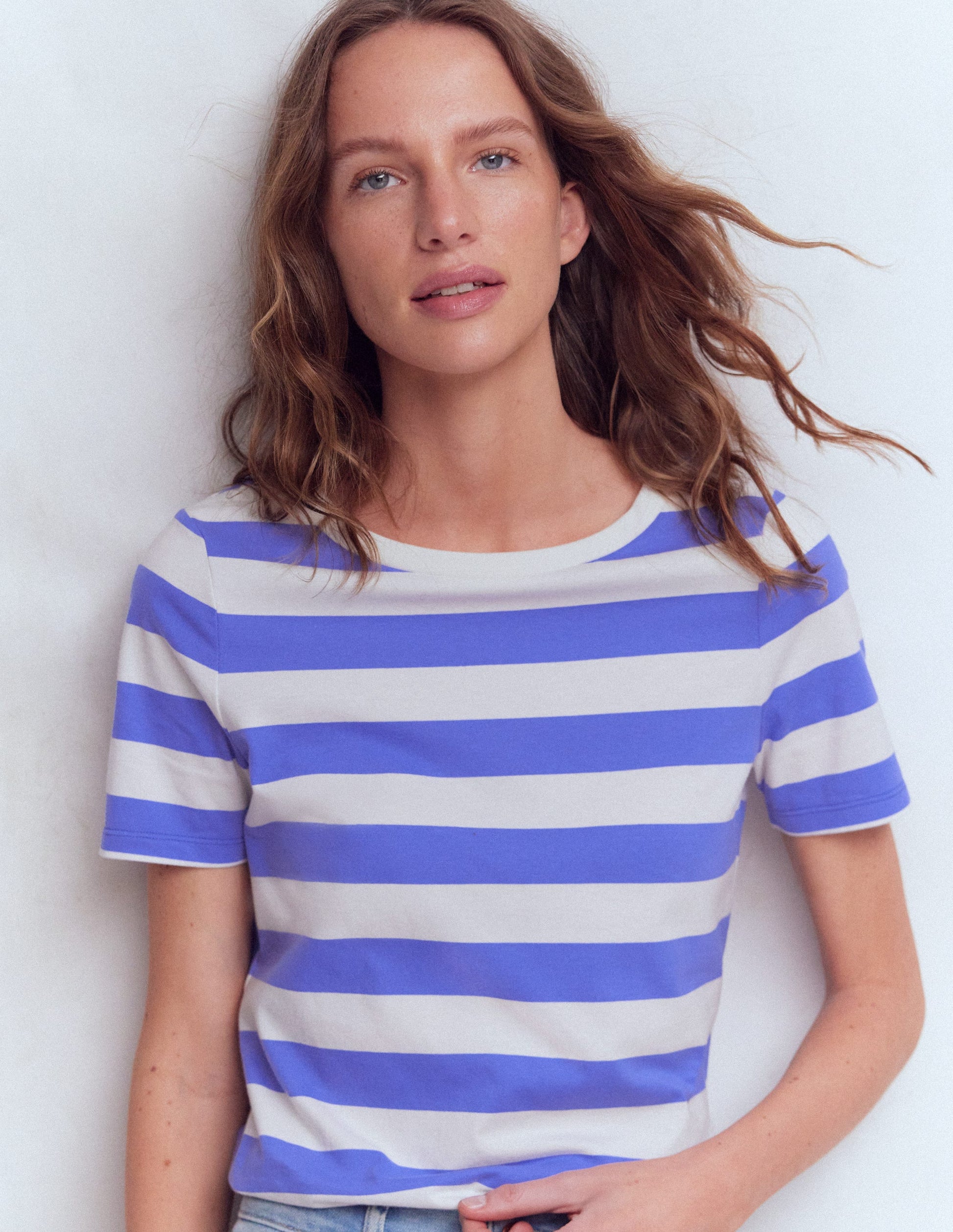 Olivia Short Sleeve Breton-Baja Blue and Ivory Stripe-4