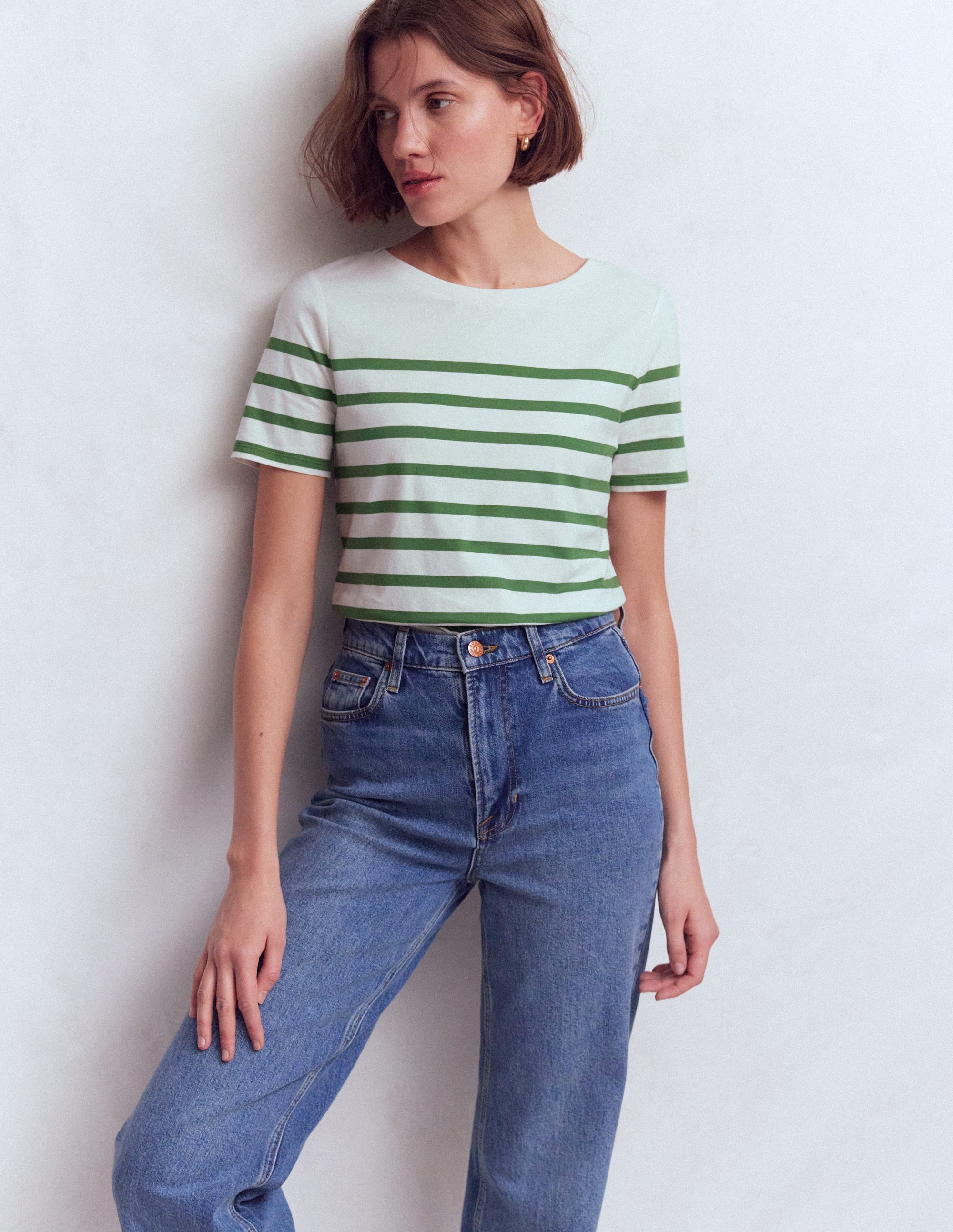 Olivia Short Sleeve Breton-Fairway and Ivory Stripe - Image 1