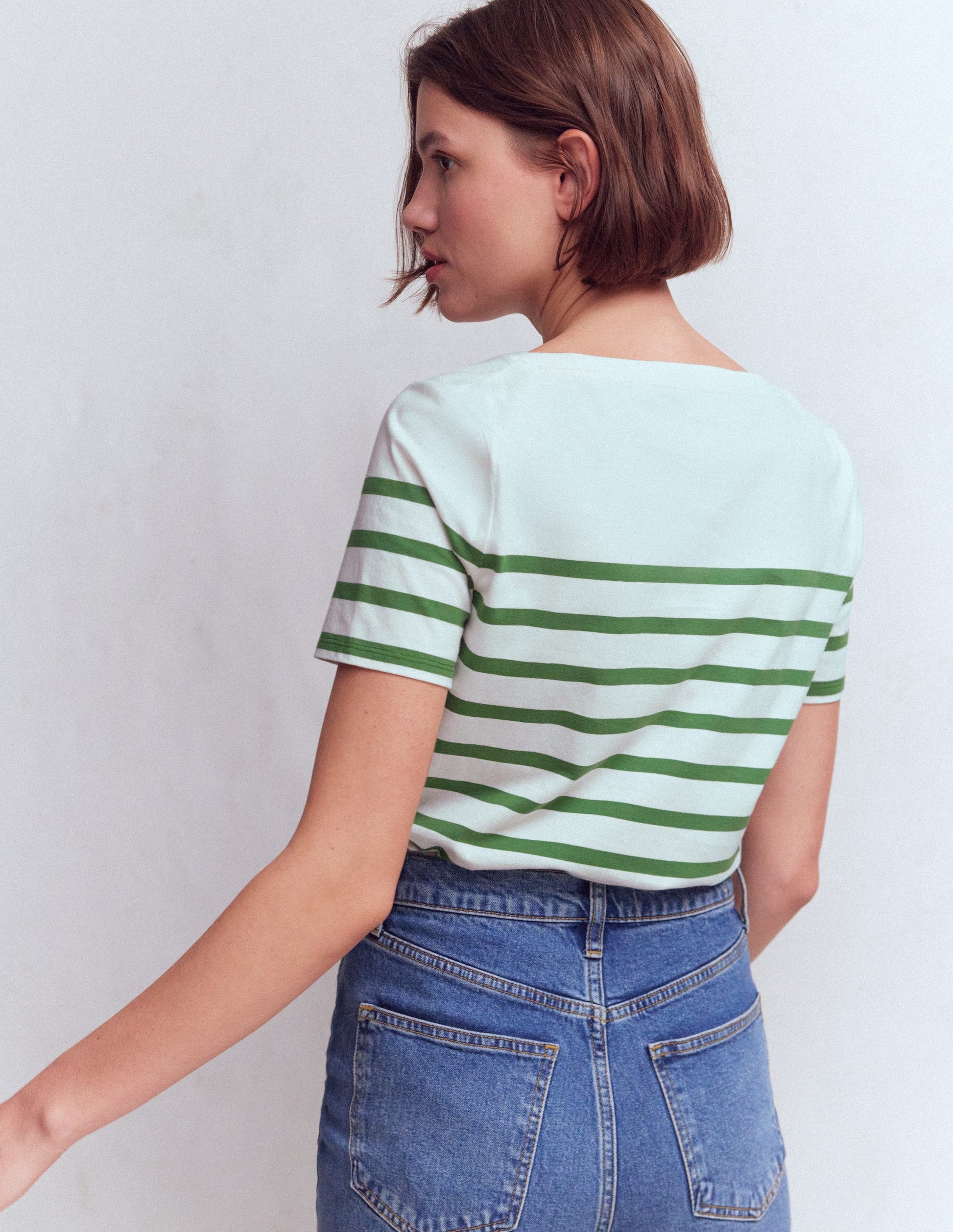 Olivia Short Sleeve Breton-Fairway and Ivory Stripe-3