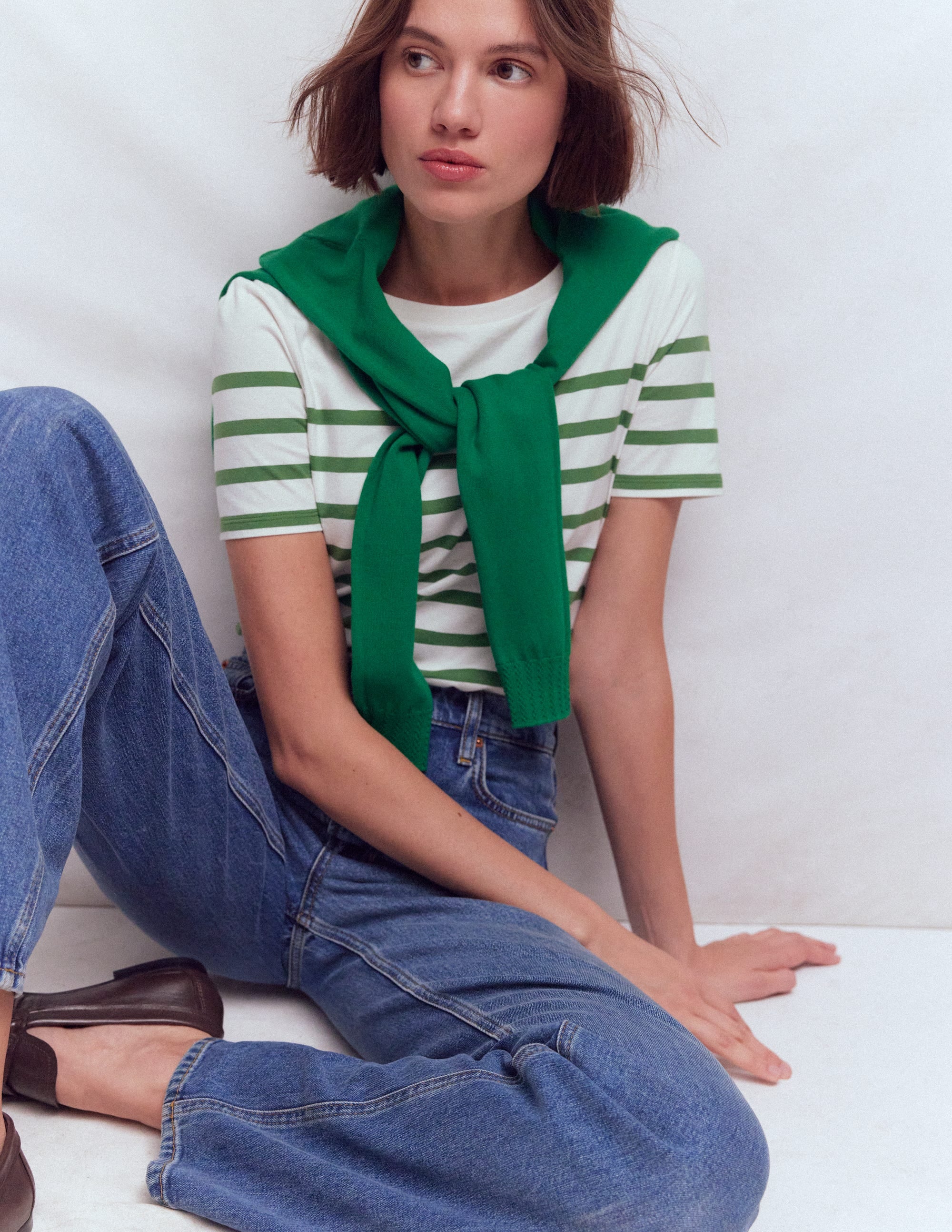Olivia Short Sleeve Breton-Fairway and Ivory Stripe - Image 4