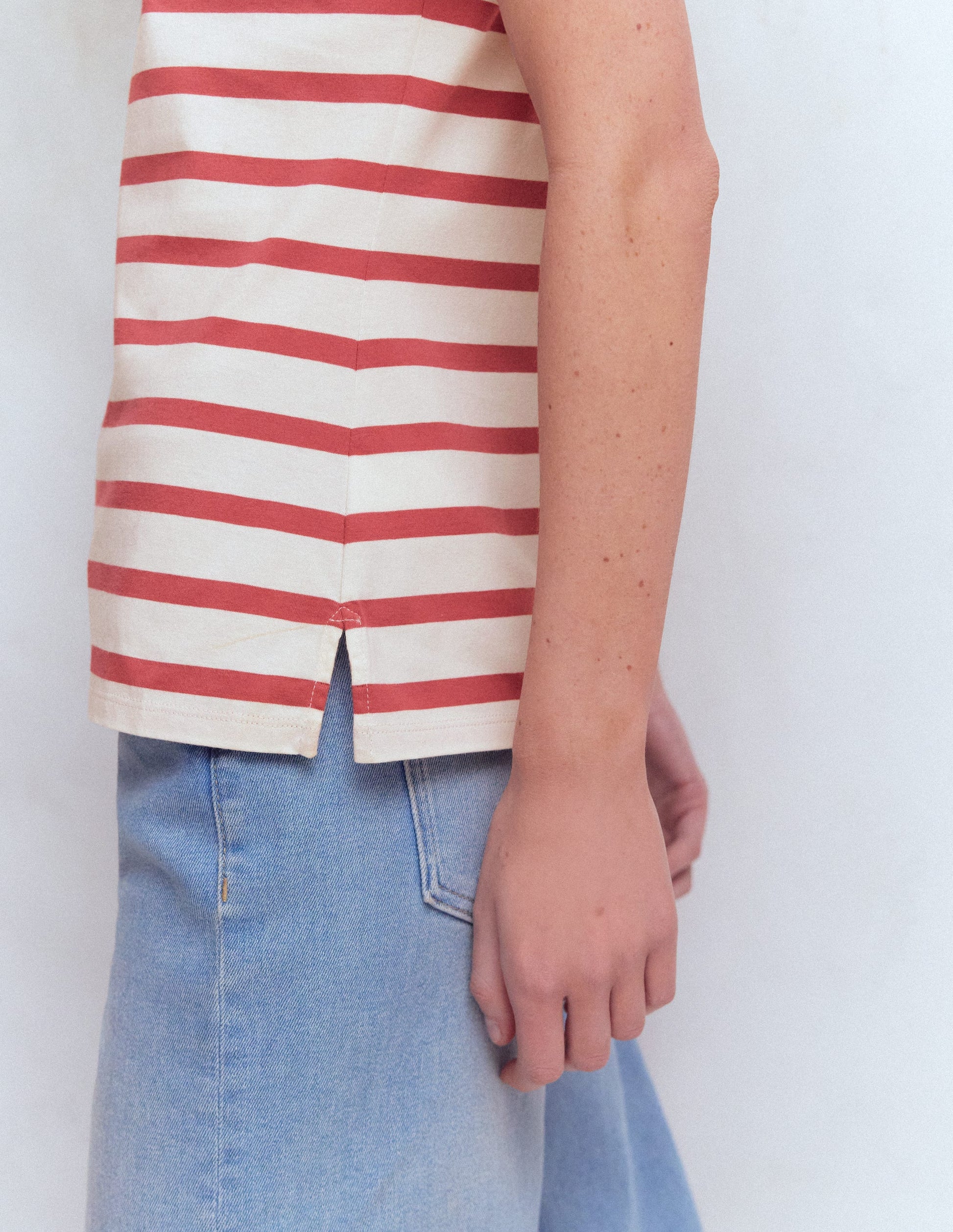 Olivia Short Sleeve Breton-Earth Red, Ivory Stripe-2