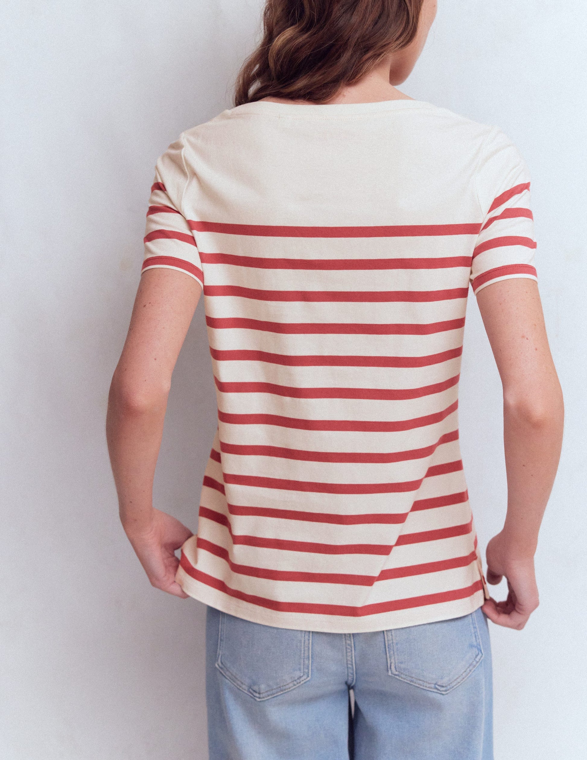 Olivia Short Sleeve Breton-Earth Red, Ivory Stripe-3