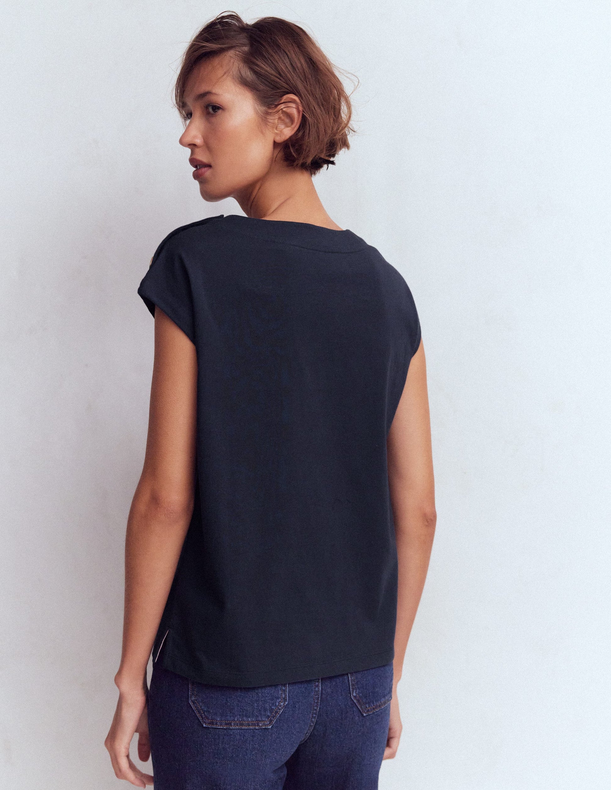 Button Detail T-Shirt-Navy-3