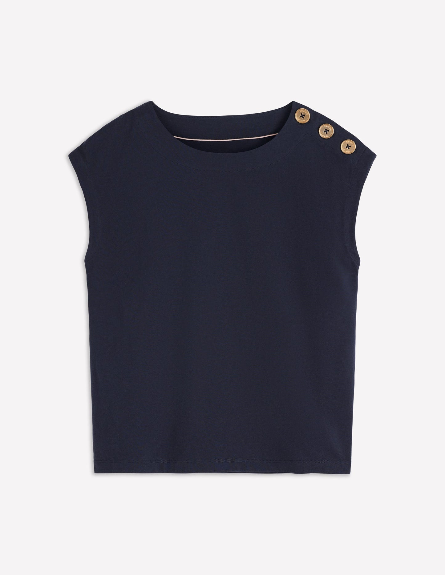 Button Detail T-Shirt-Navy