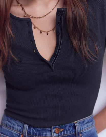 Short Sleeve Rib Henley-Navy-2
