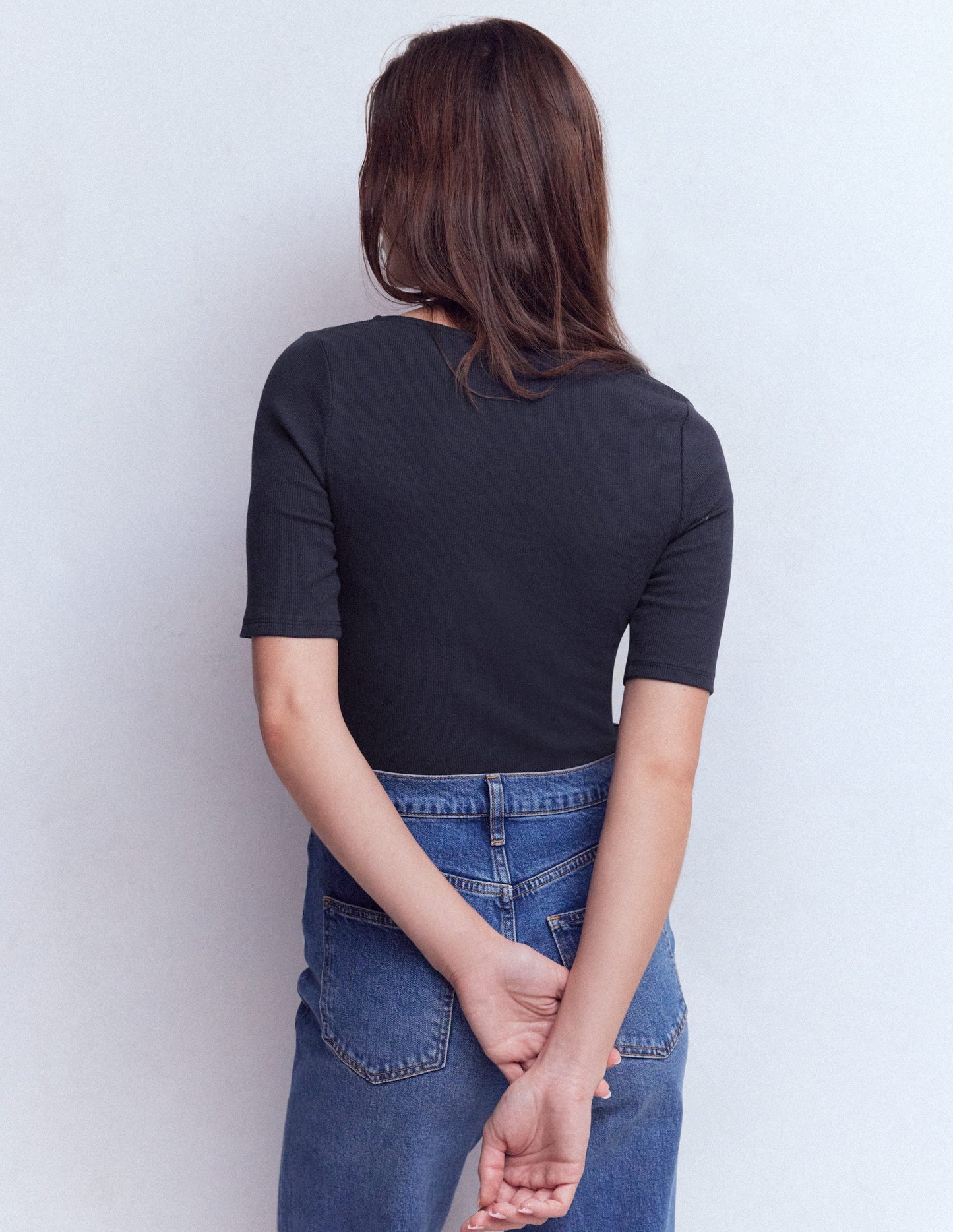 Short Sleeve Rib Henley-Navy