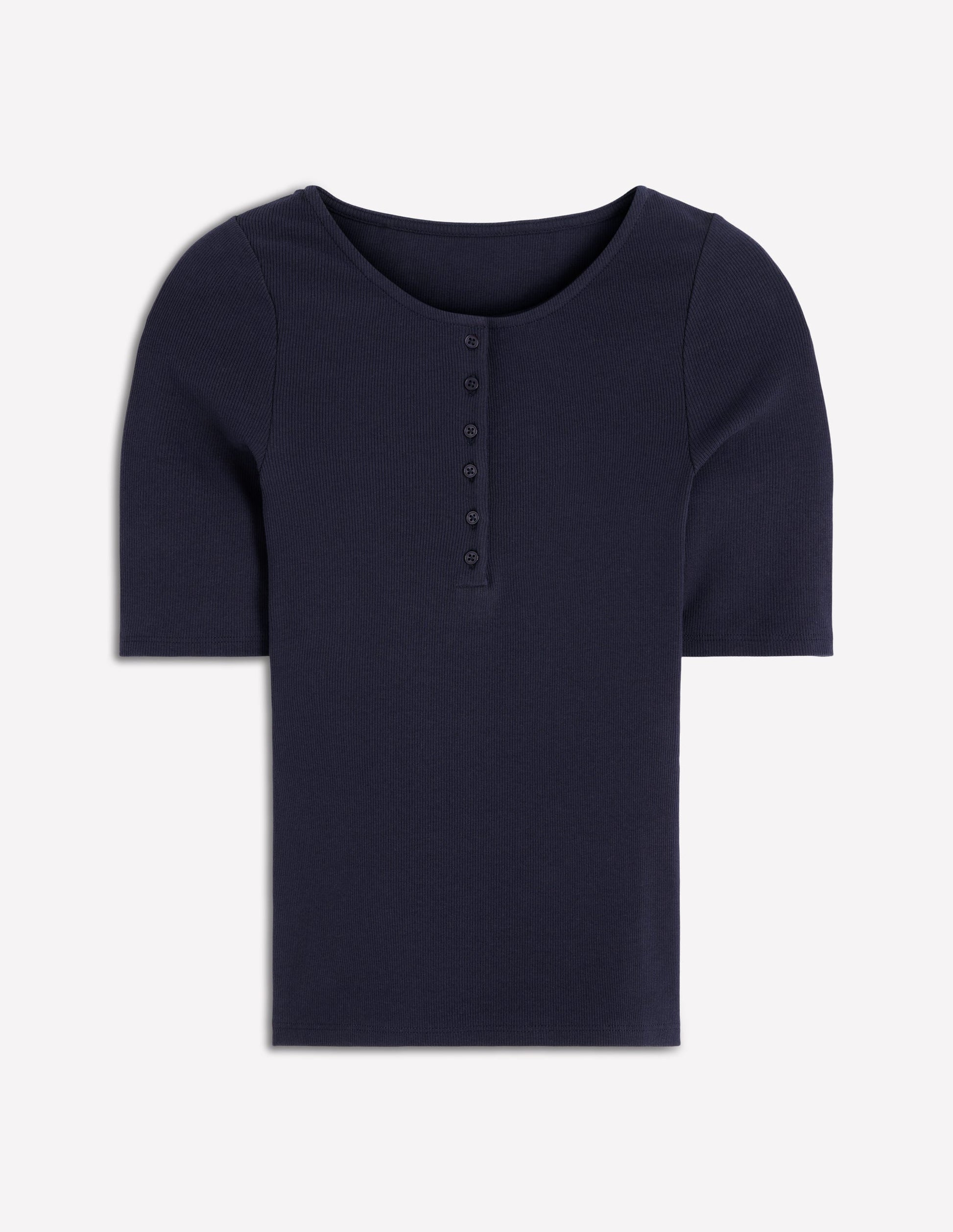 Short Sleeve Rib Henley-Navy-5