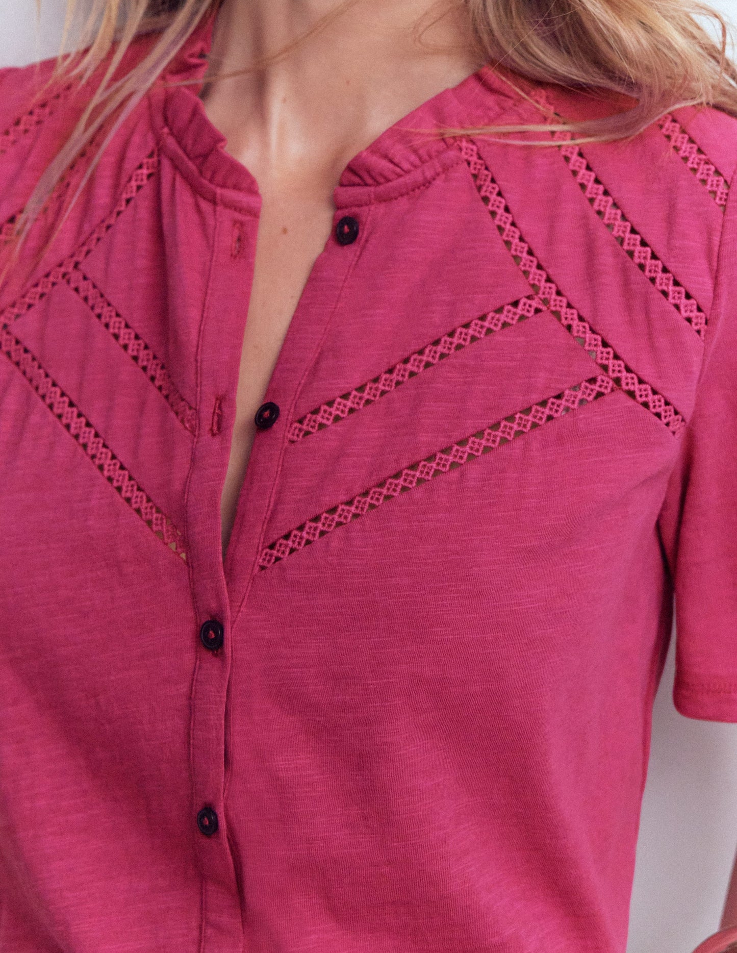 Bea Short Sleeve Shirt-Red Violet