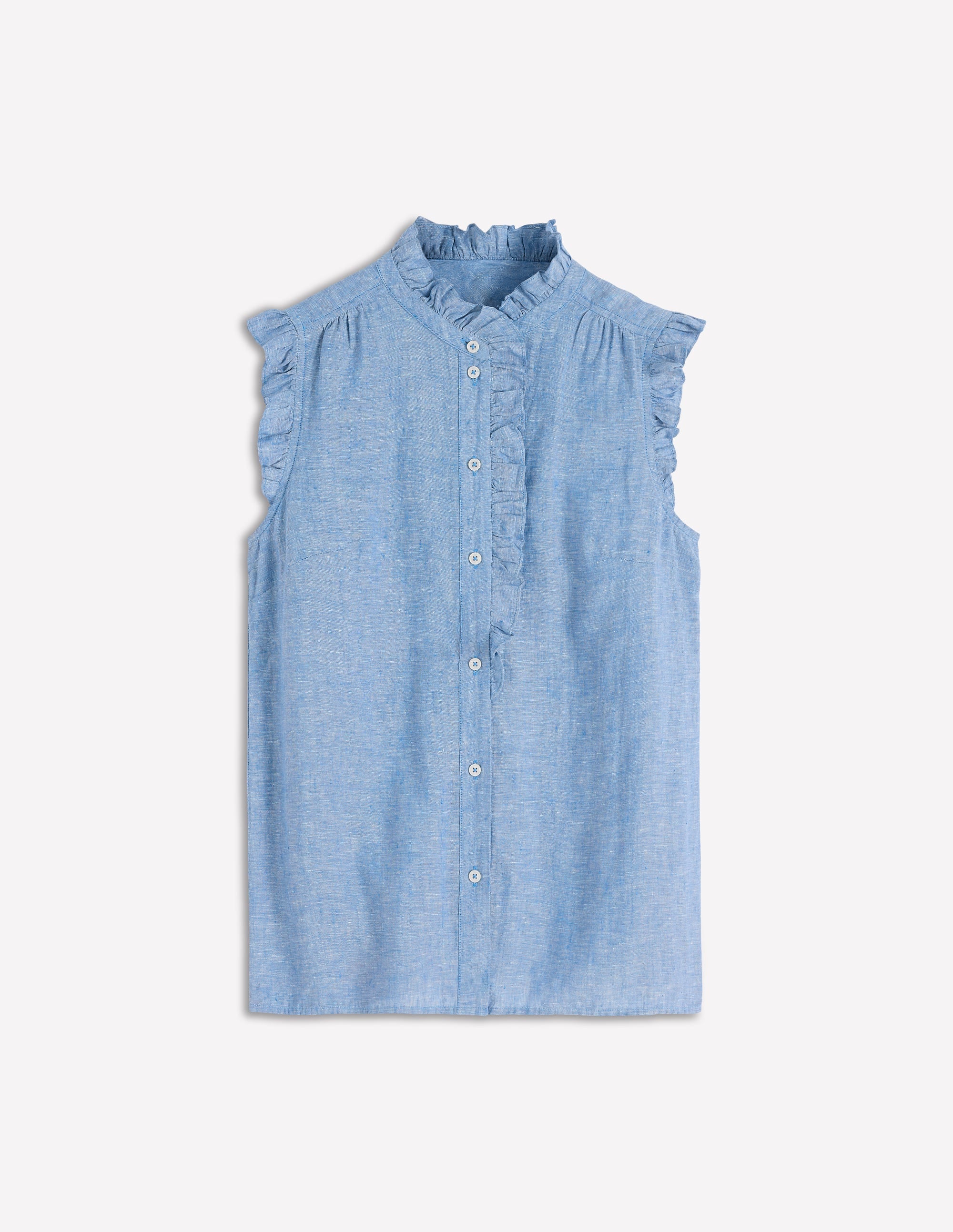 Isabel Sleeveless Linen Top-Chambray - Image 6