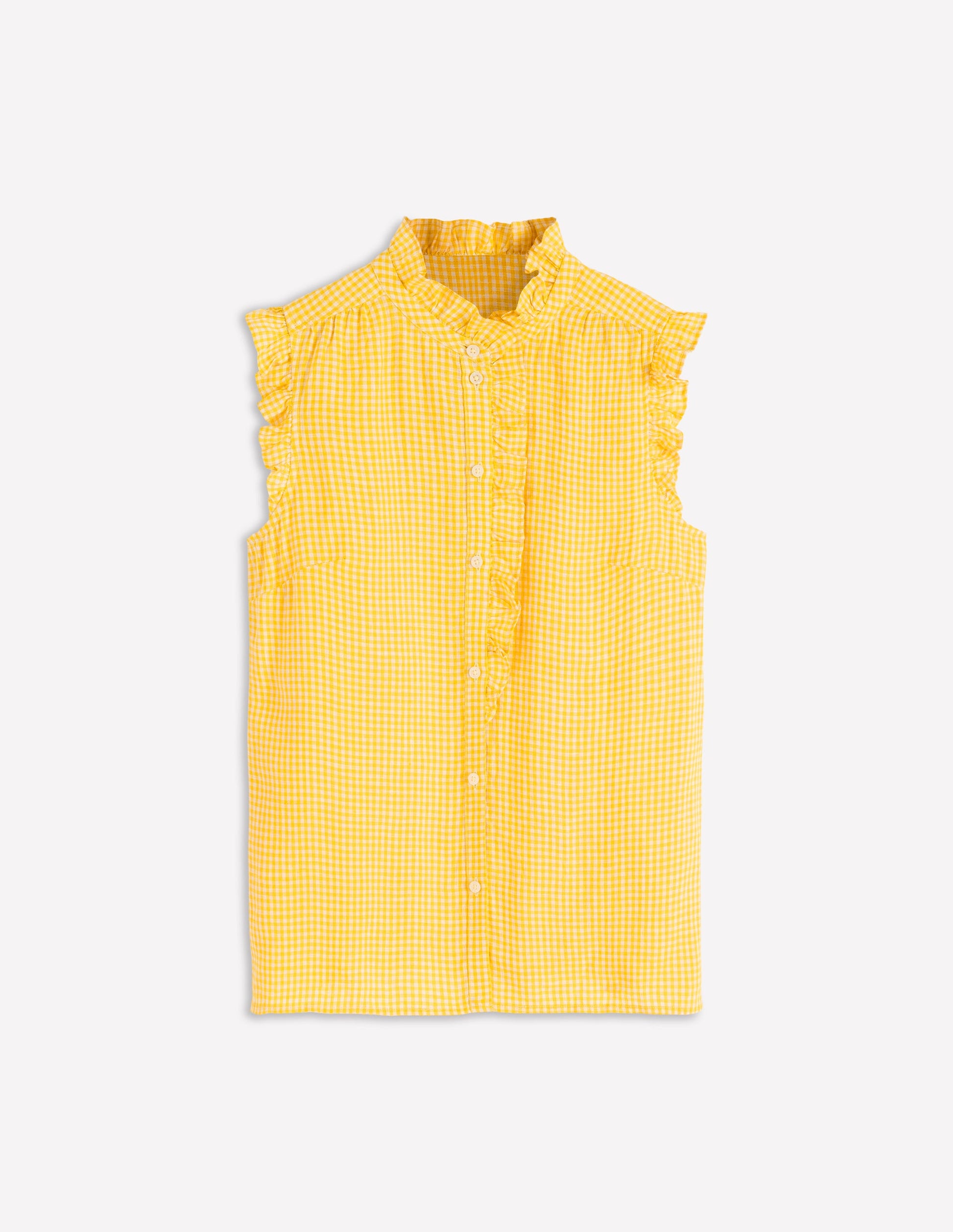 Isabel Sleeveless Linen Top-French Marigold Micro Gingham-7