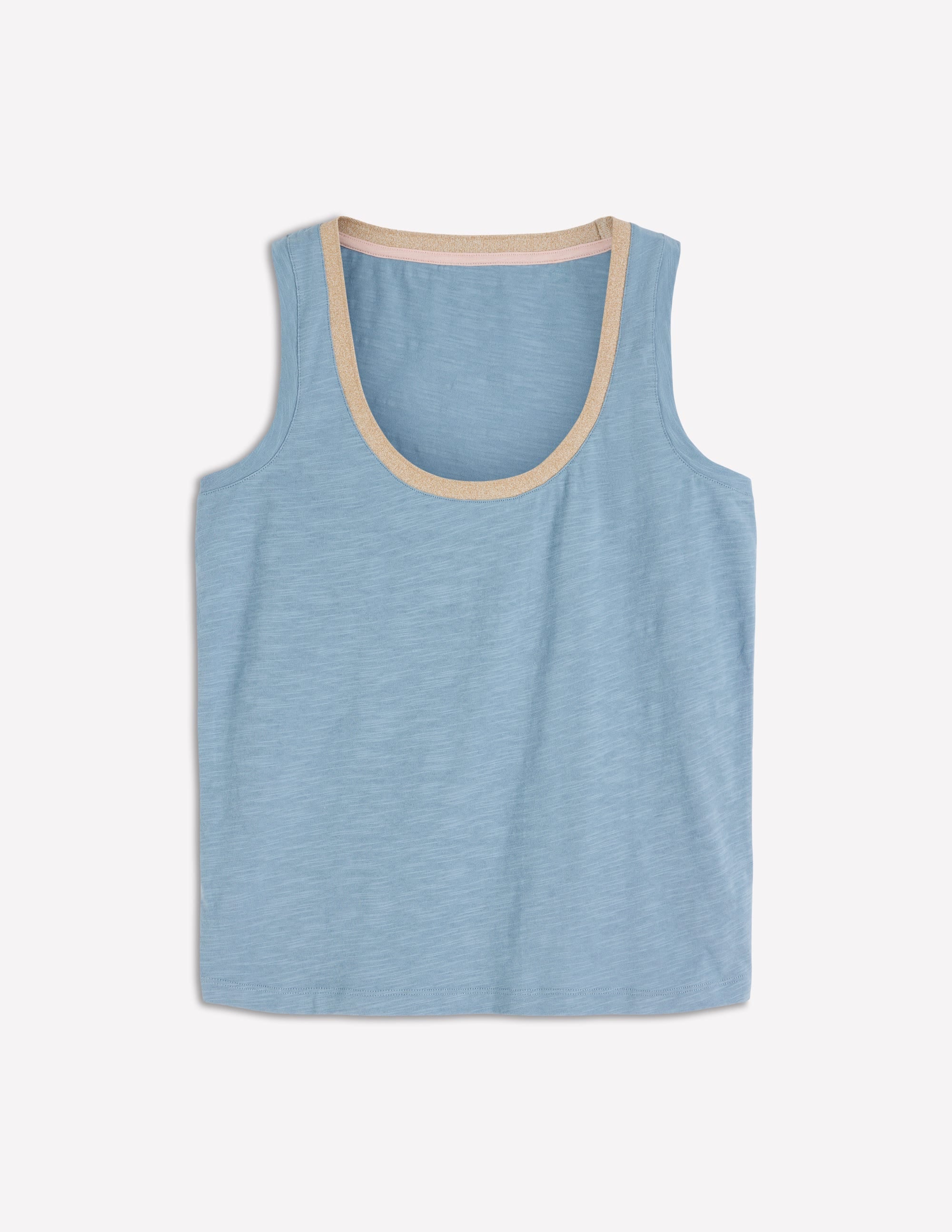 Metallic Trim Scoop Neck Vest-French Blue - Image 5
