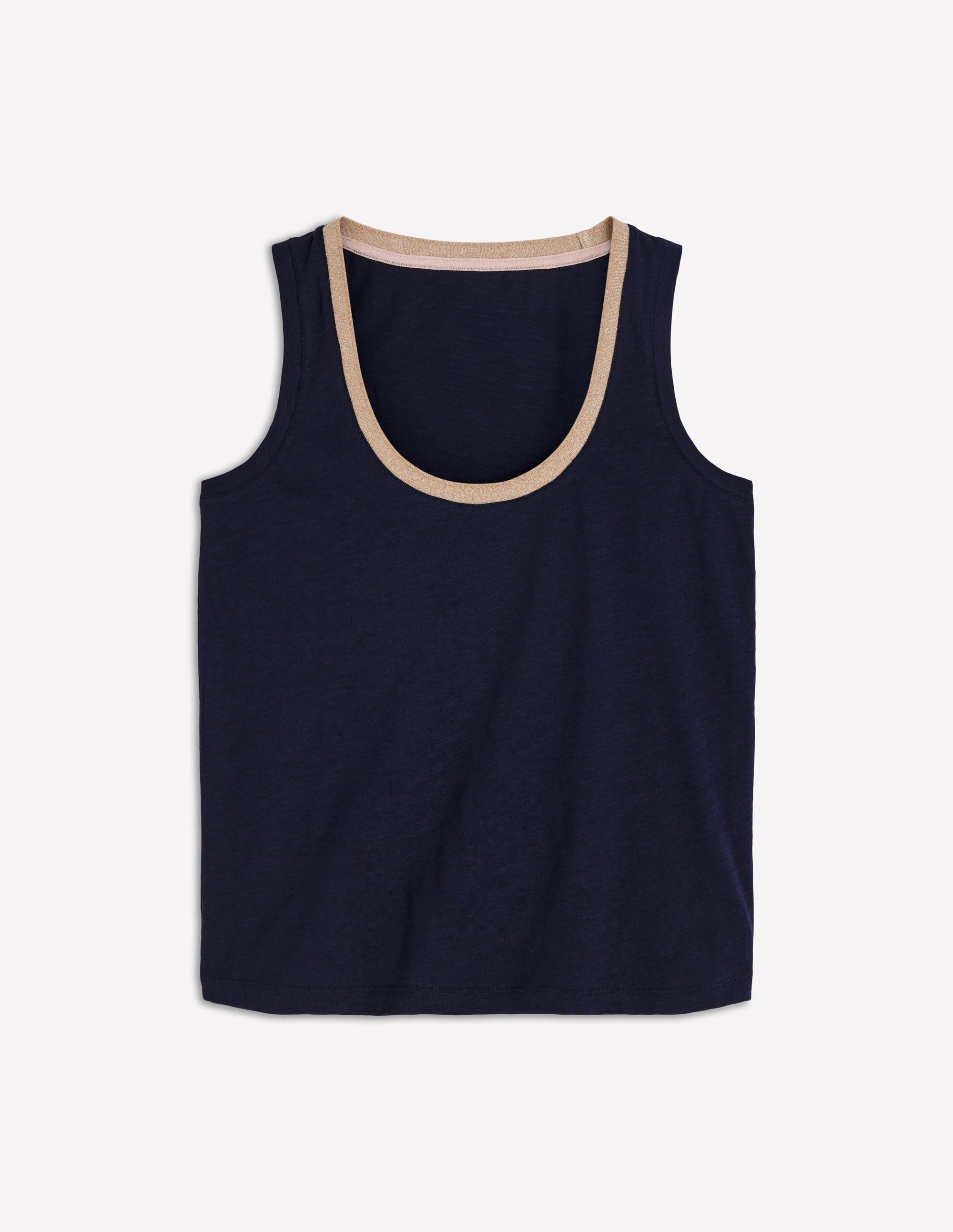 Metallic Trim Scoop Neck Vest-Navy - Image 6