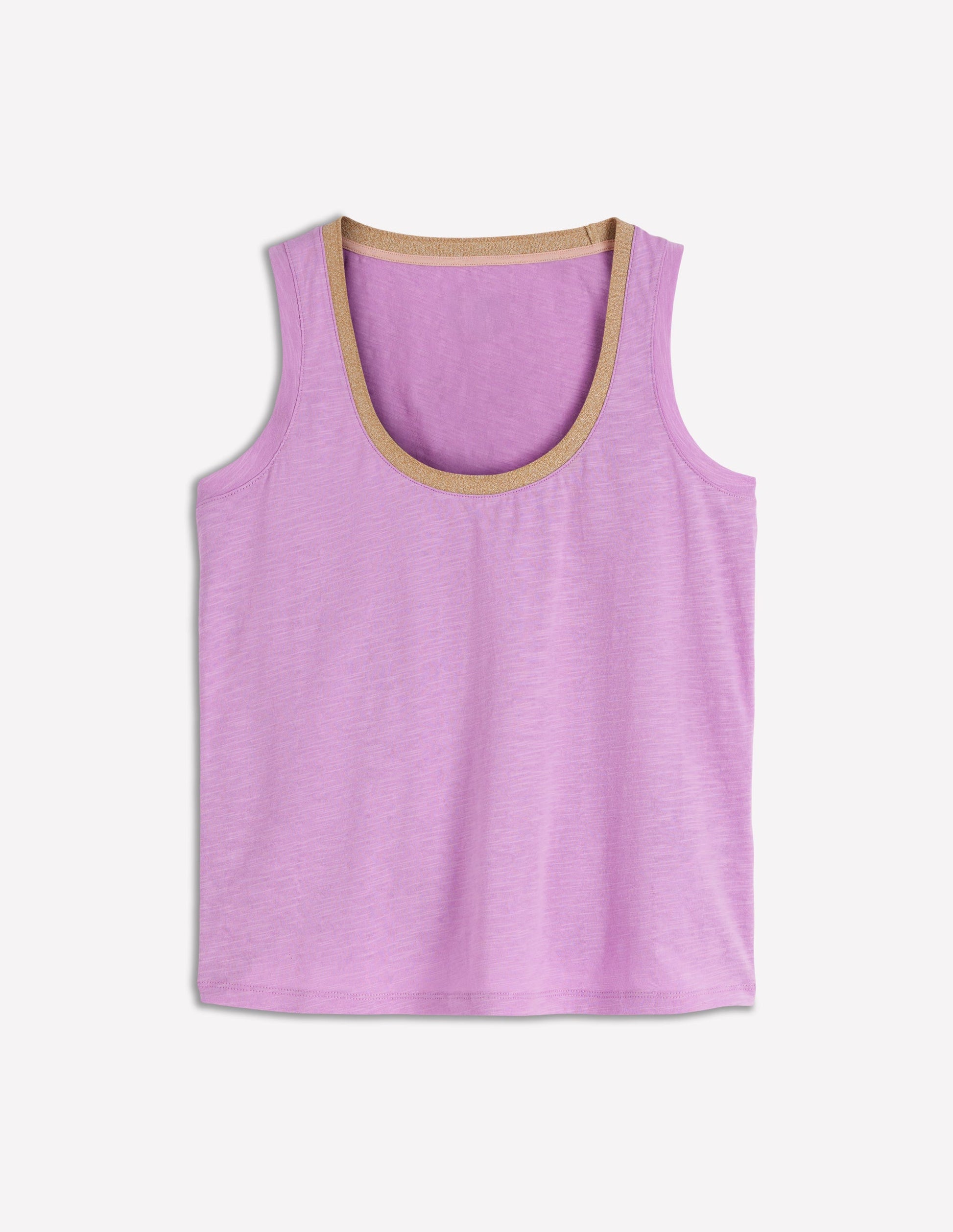 Metallic Trim Scoop Neck Vest-Heath Lilac-4