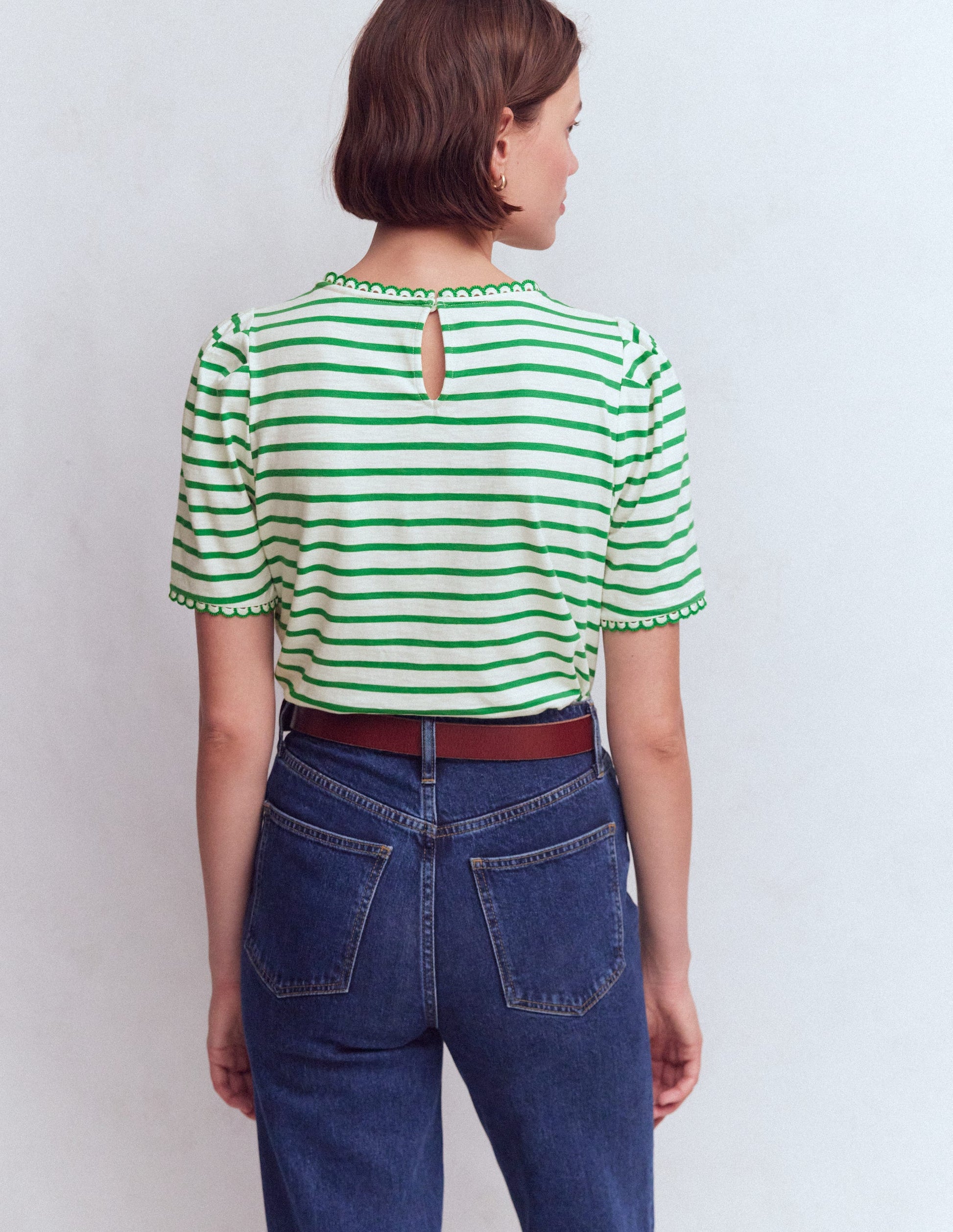 Ali Scallop T-Shirt-Ivory and Amazon Stripe-3