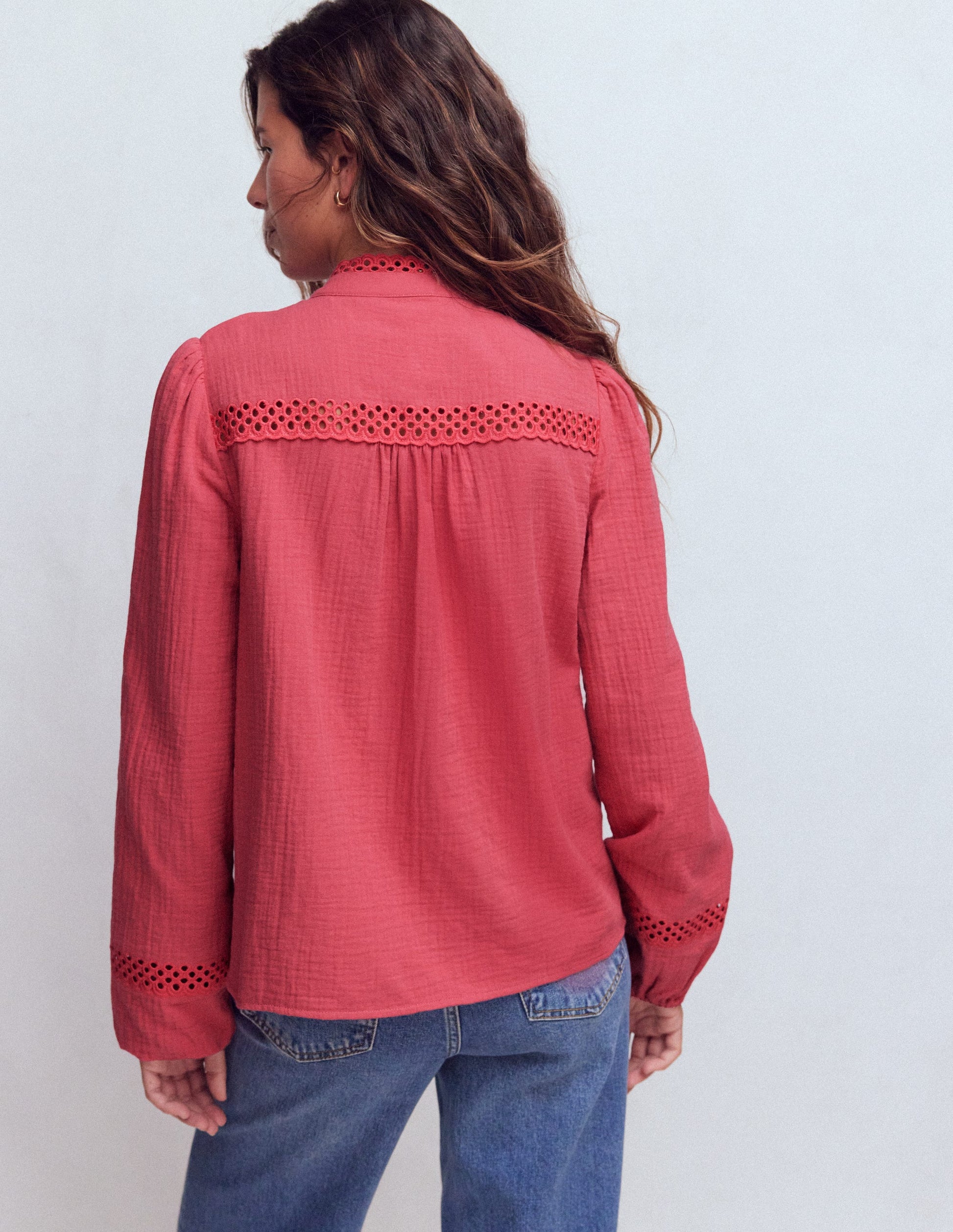 Trim Detail Double Cloth Top-Hollyberry-3