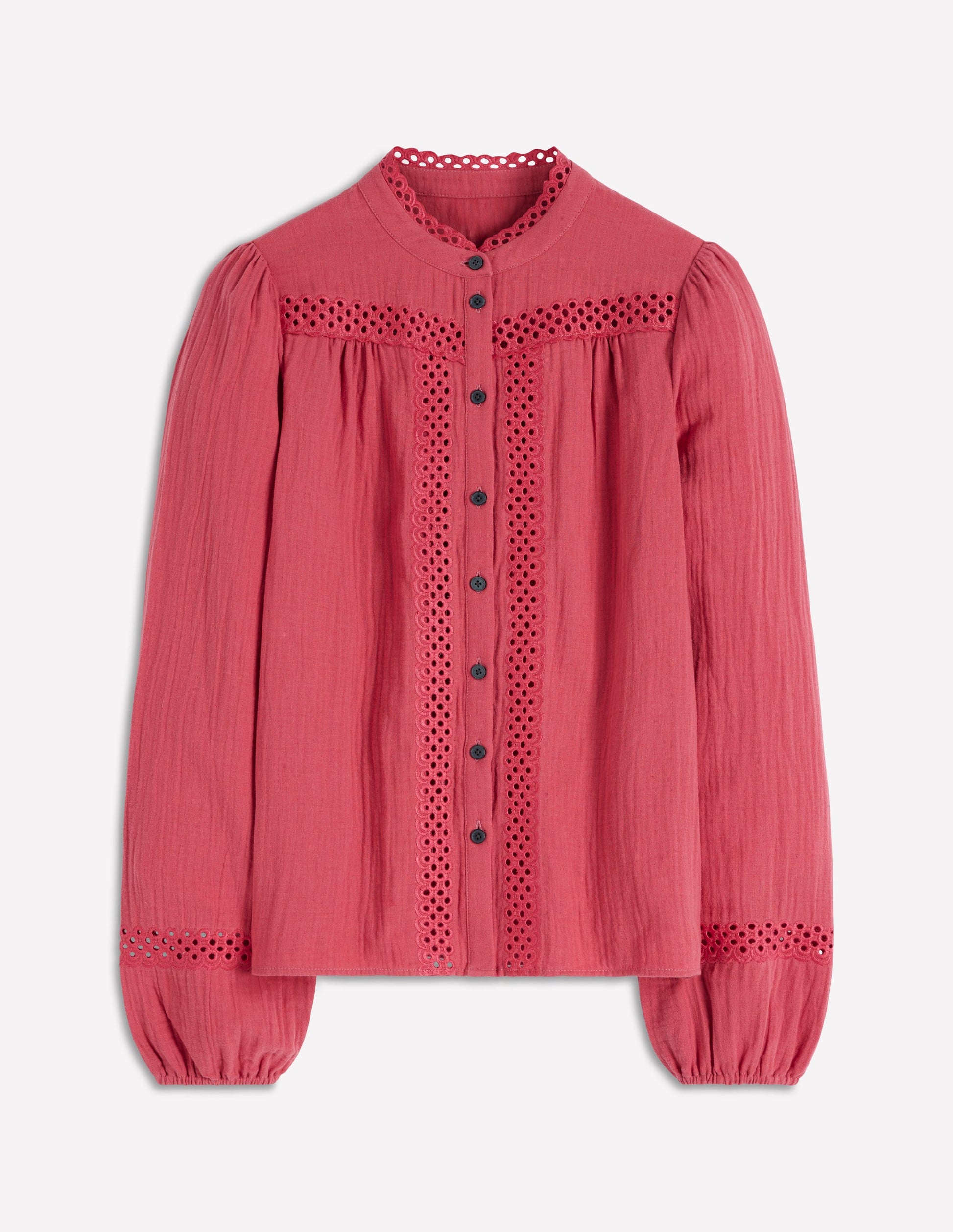 Trim Detail Double Cloth Top-Hollyberry-4