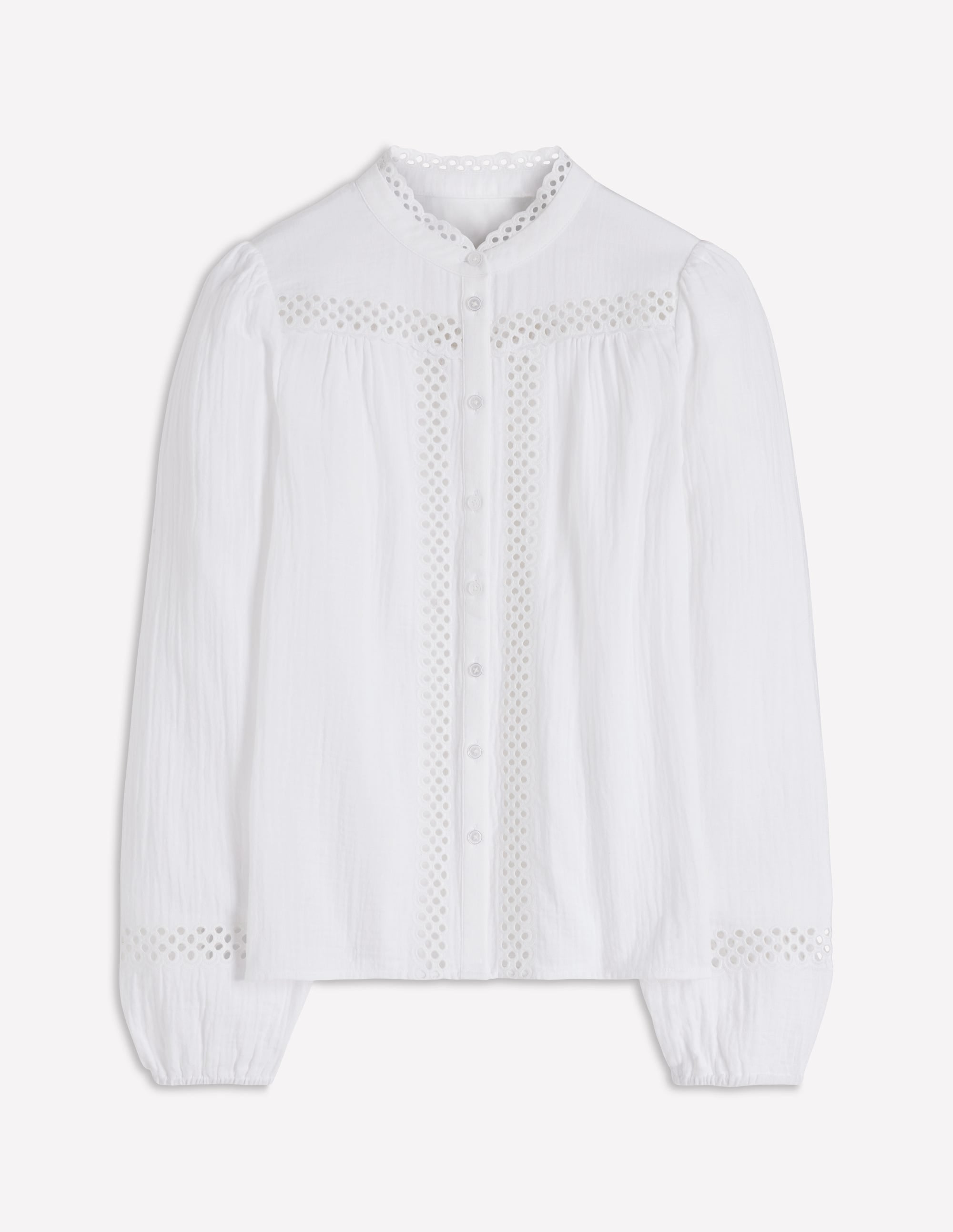Trim Detail Double Cloth Top - White | Boden USA