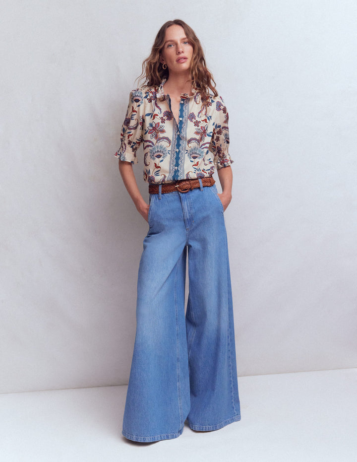 Heather Printed Cotton Top-Elegant Blossom