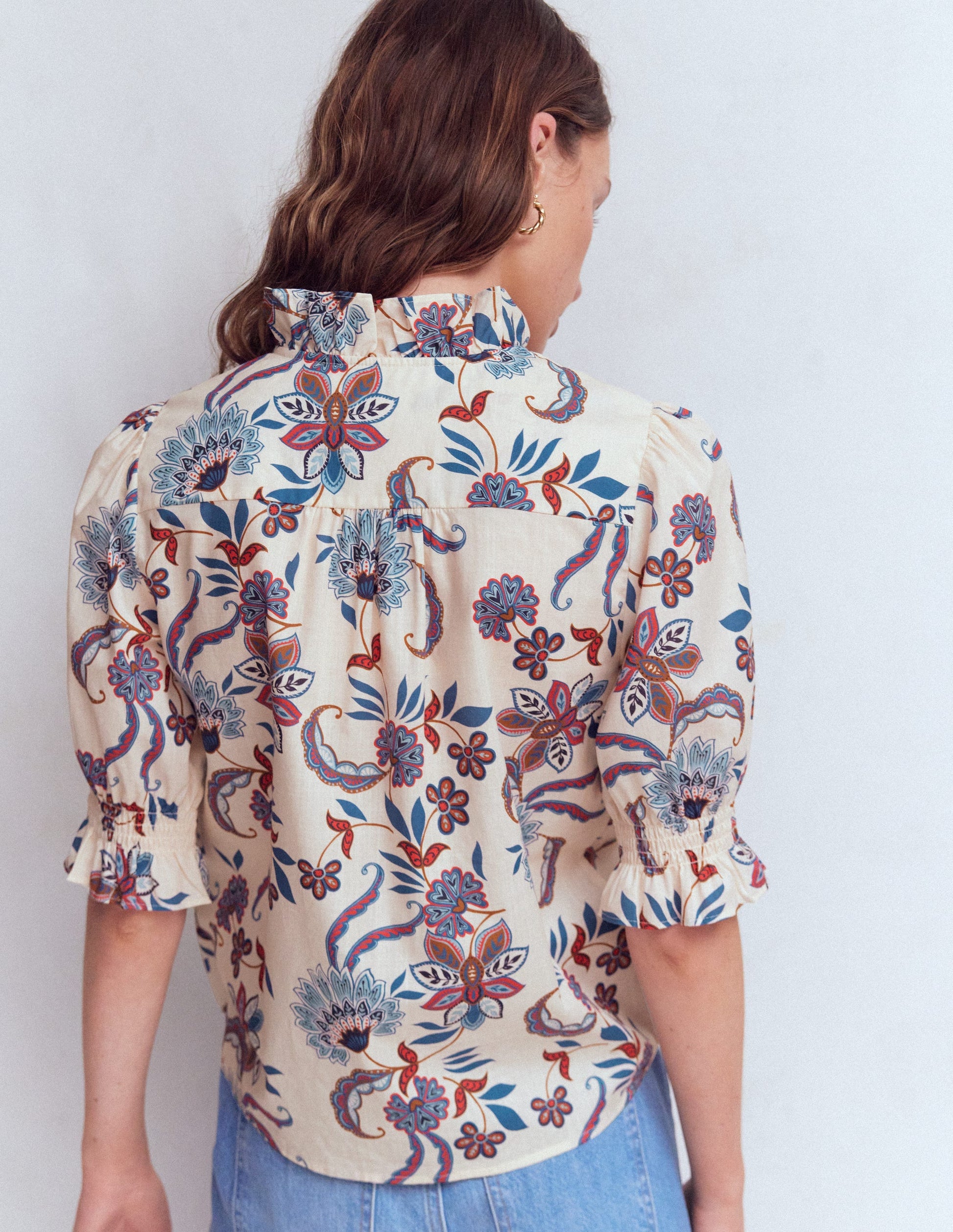 Heather Printed Cotton Top-Elegant Blossom Placement-4