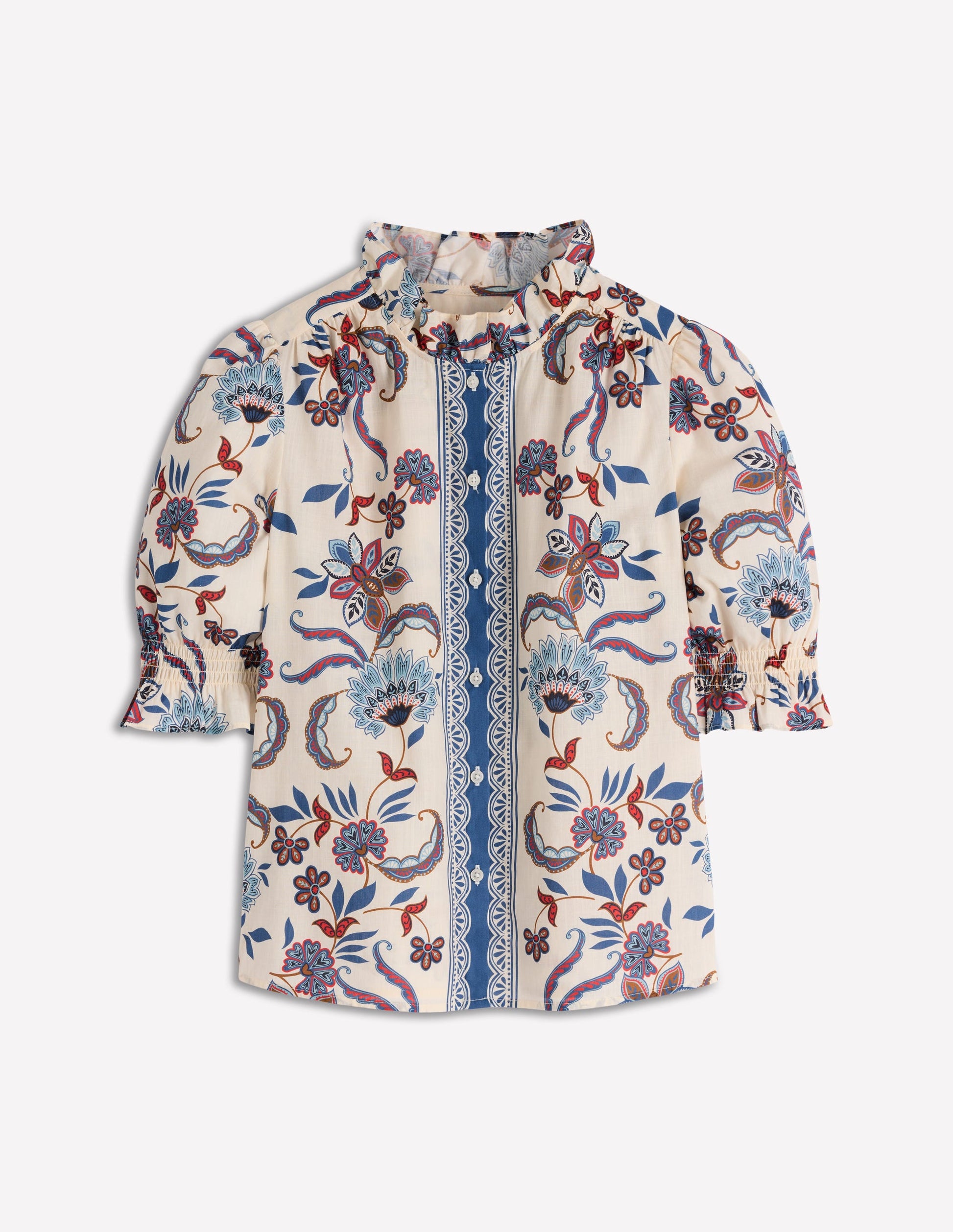 Heather Printed Cotton Top-Elegant Blossom Placement-7