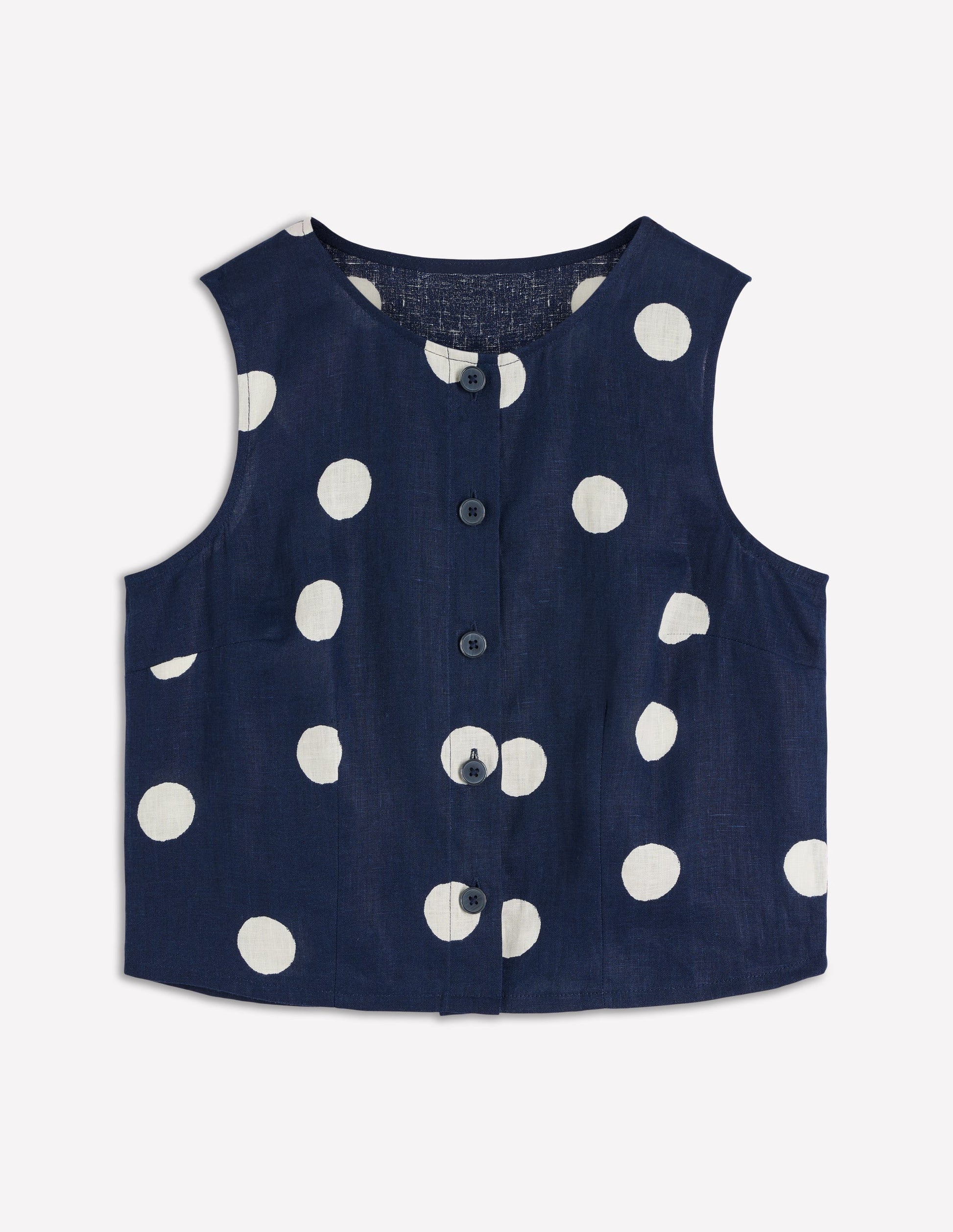 Andrea linen shell top-French Navy, Painted Dot Large-8