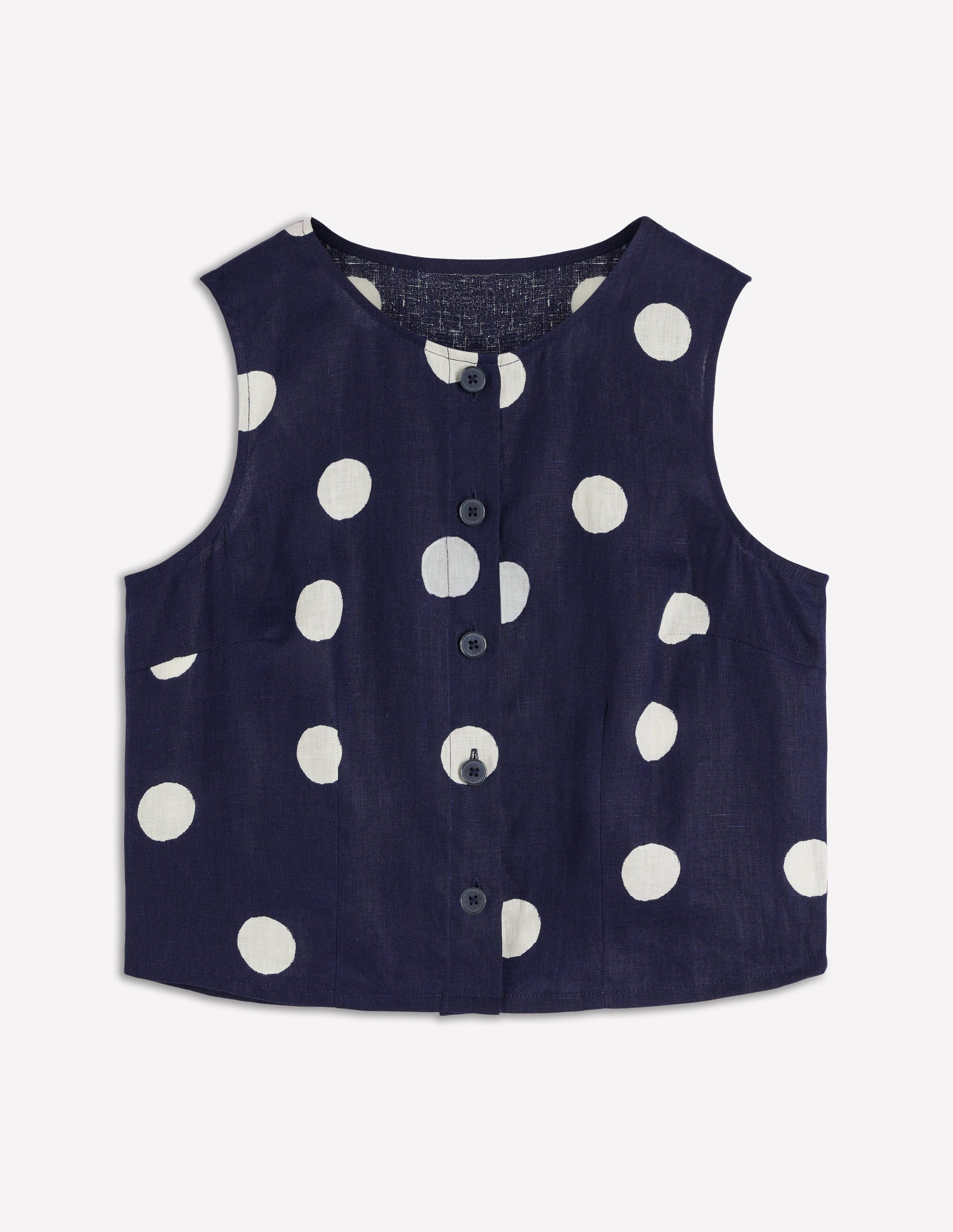 Andrea Linen Shell Top-French Navy, Painted Dot-9