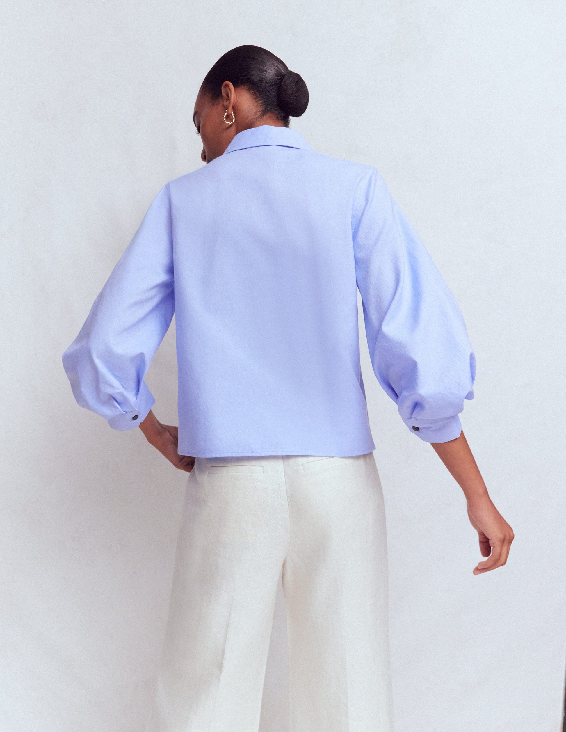 dress shirt with puff sleeves Shirred Sleeve Shirt Dress - Mini Length Fashion, Bright White