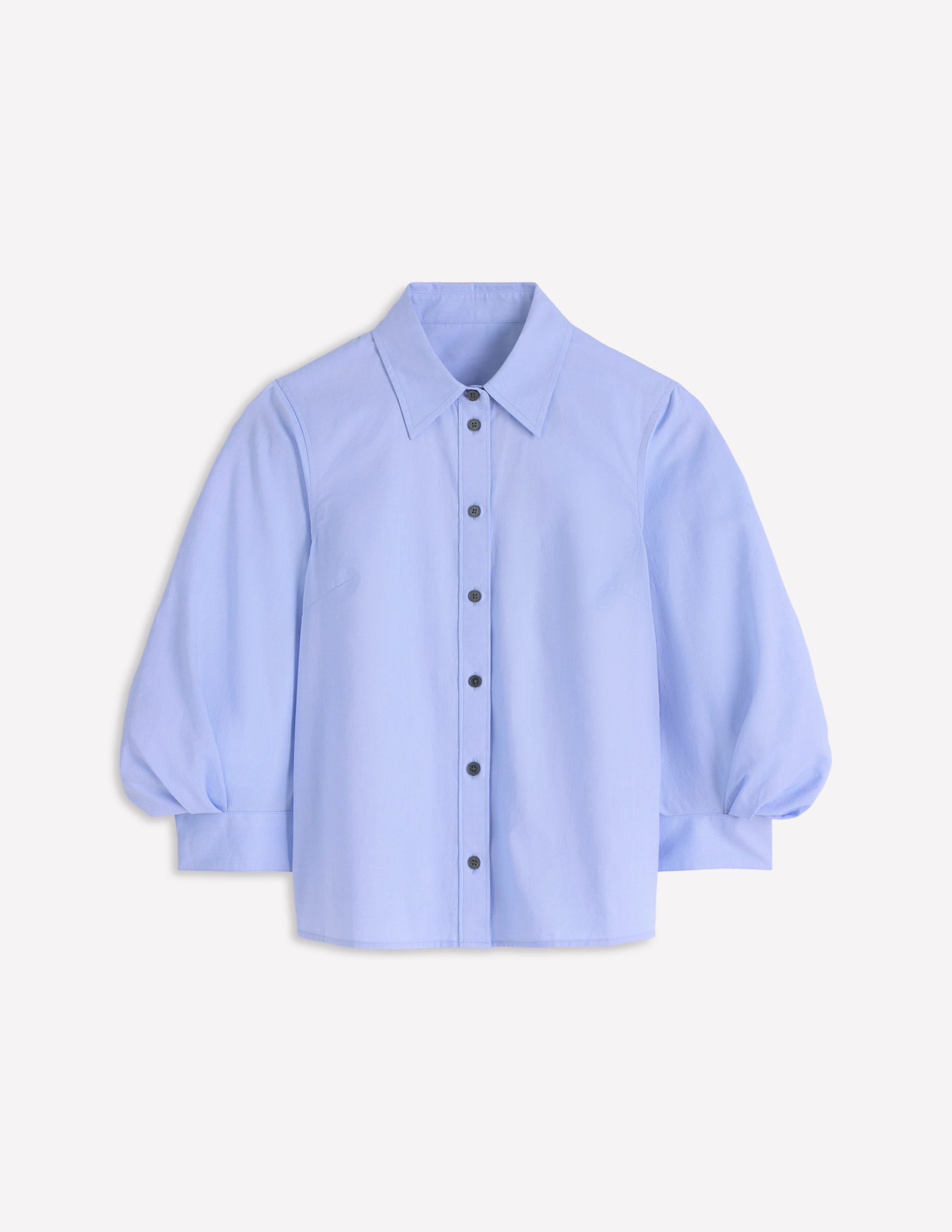 Puff Sleeve Oxford Shirt-French Blue - Image 5