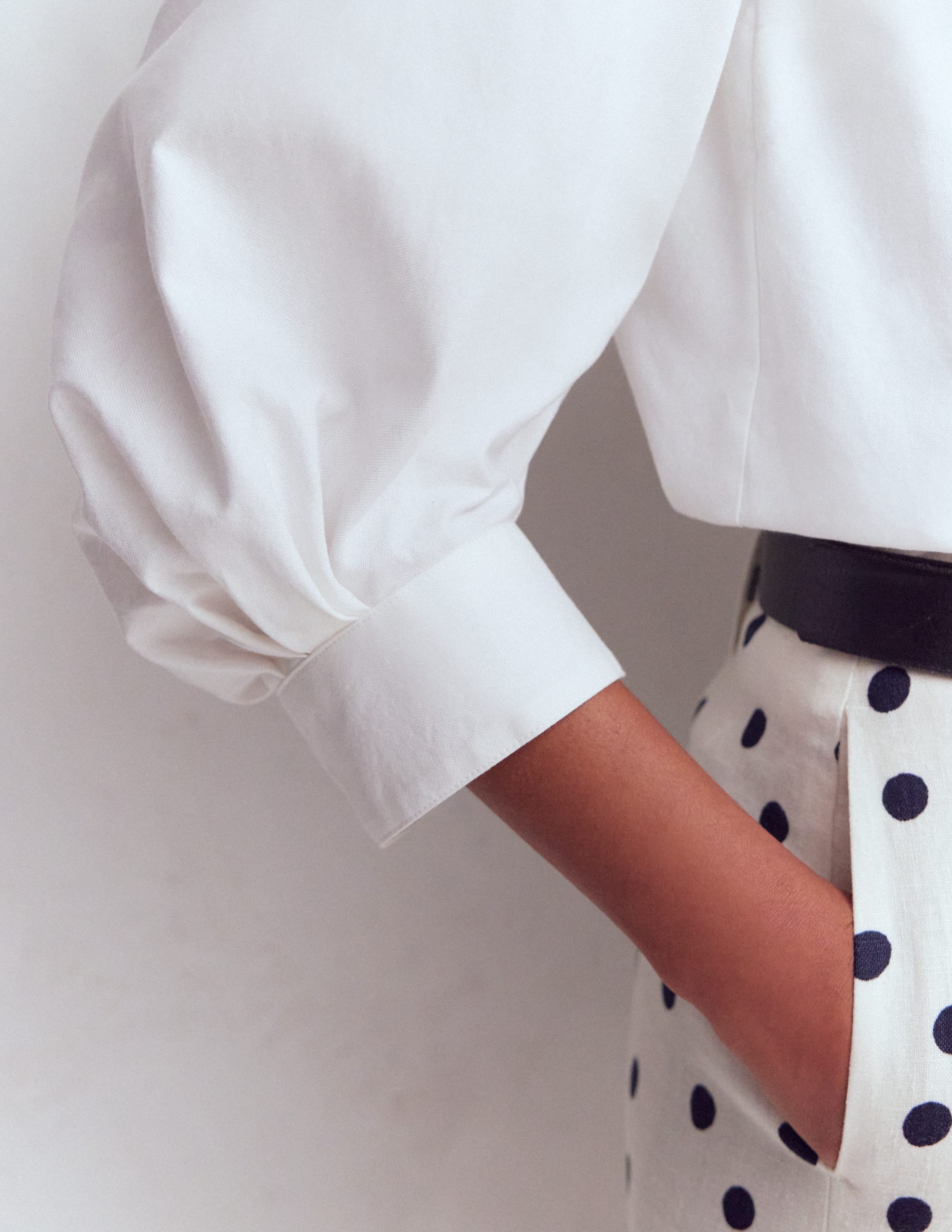Puff Sleeve Oxford Shirt-White - Image 2