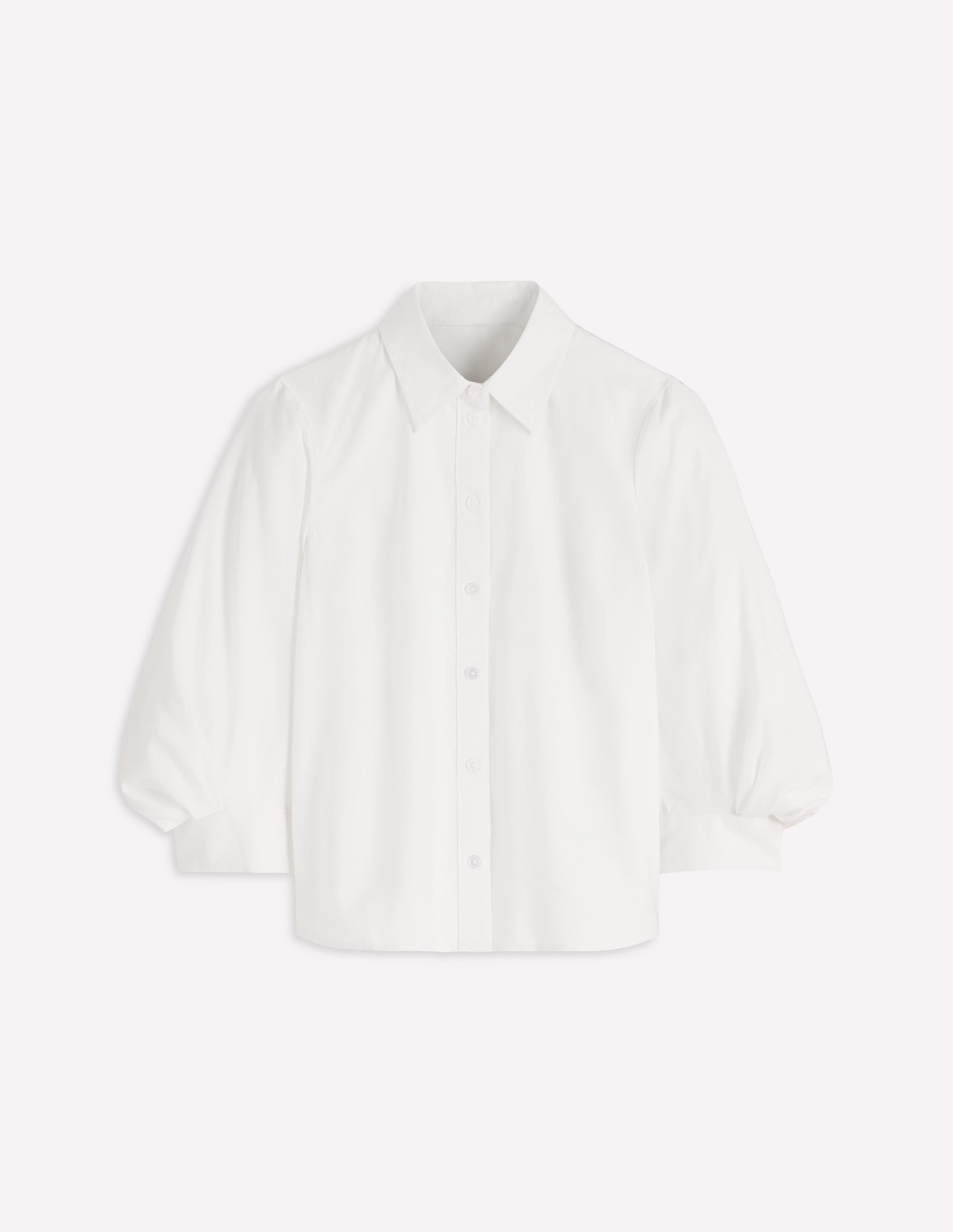 Puff Sleeve Oxford Shirt-White - Image 7