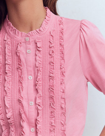 Eda Ruffle Front Shirt-Orchid Smoke-2