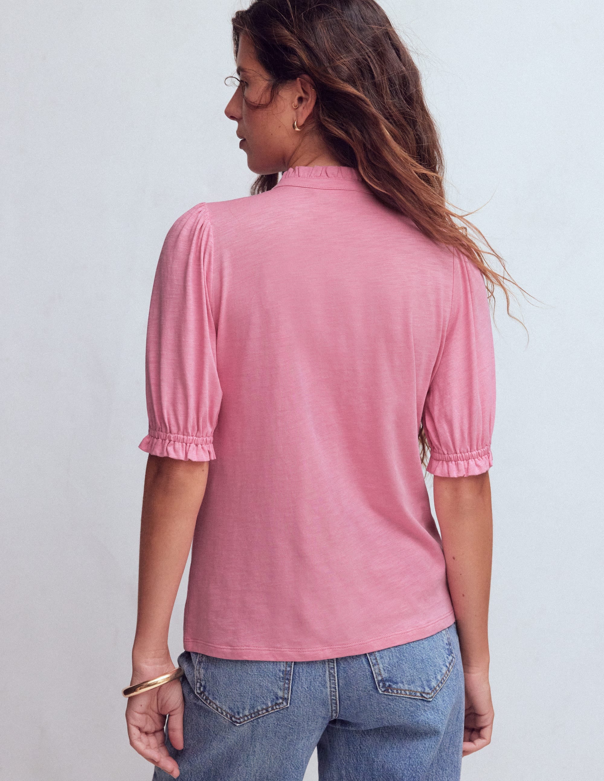 Eda Ruffle Front Shirt-Formica Pink - Image 3