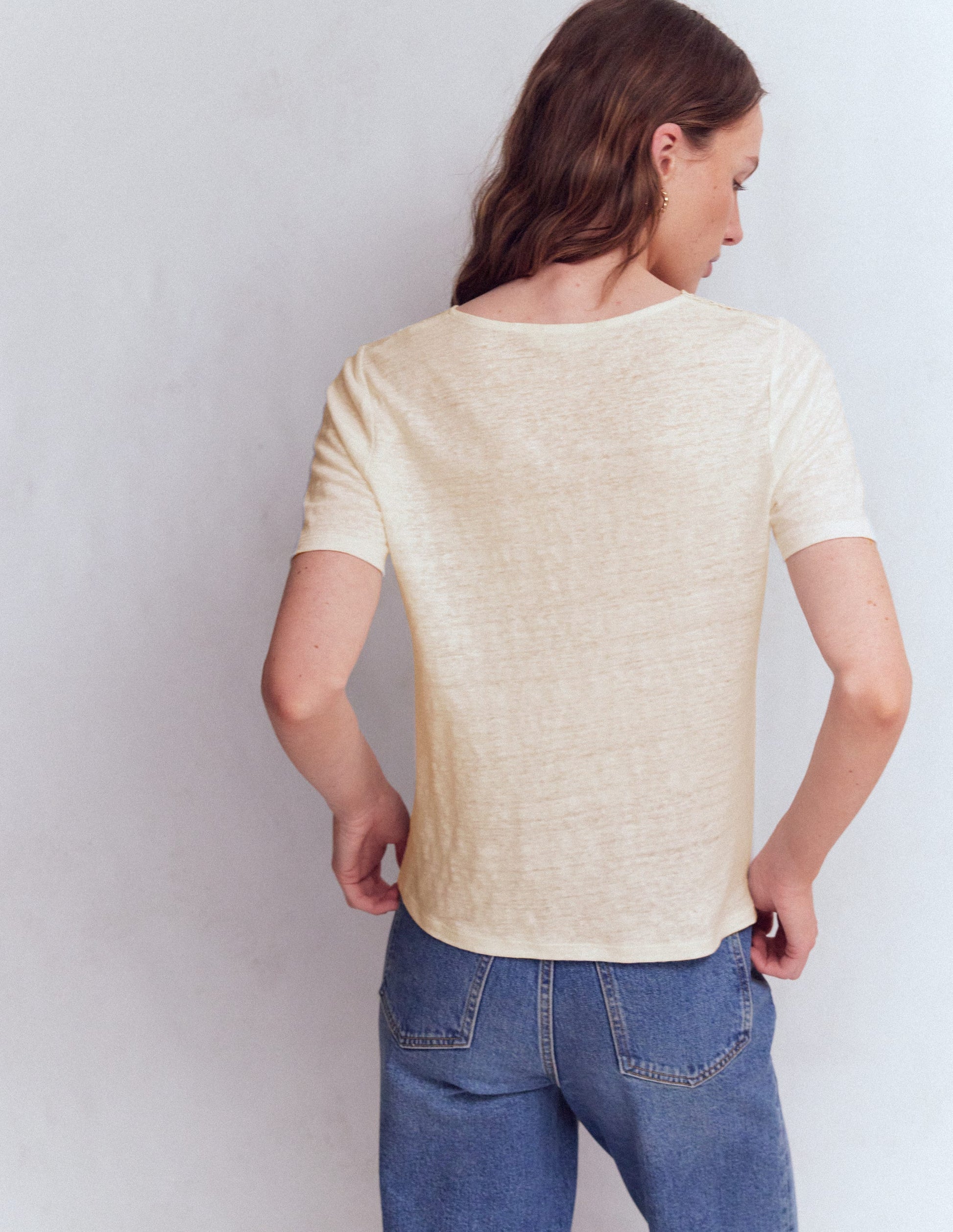 Tara Lace Trim Linen T-shirt-Coconut Milk-3