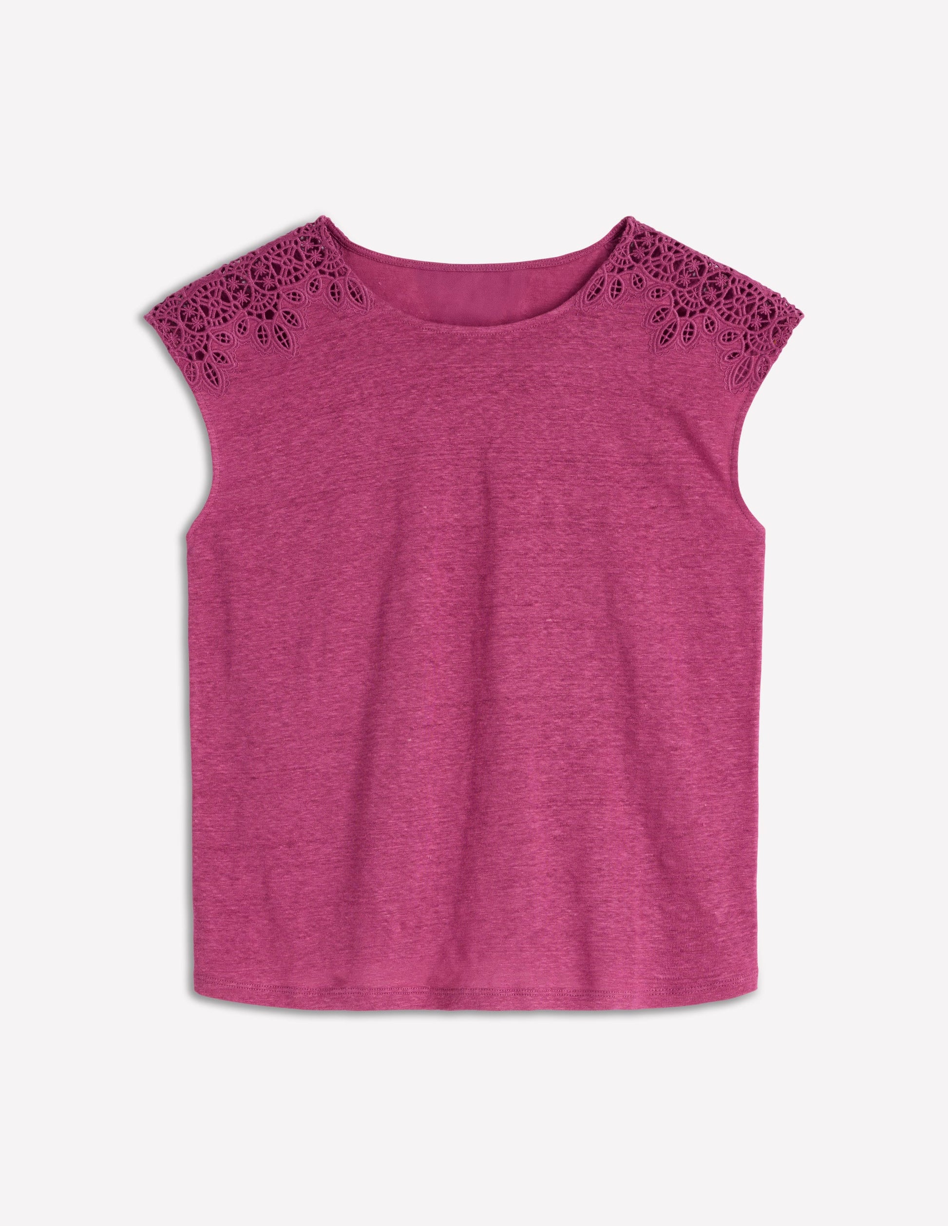 Tara Cutwork Linen Tee-Purple Damson-5