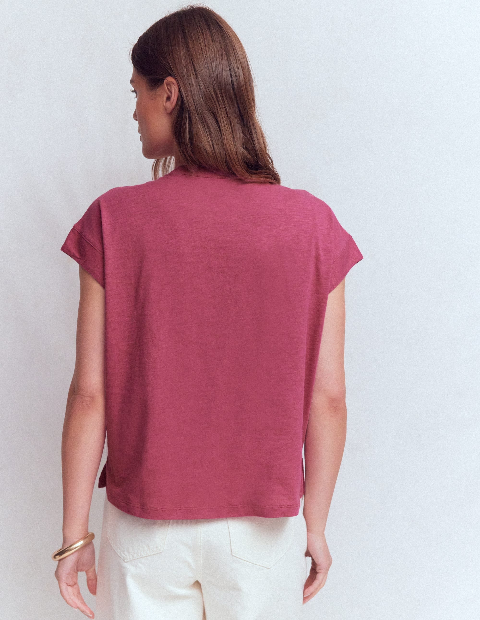 Nina Embroidered Notch T-shirt-Malaga, Formica Pink - Image 2