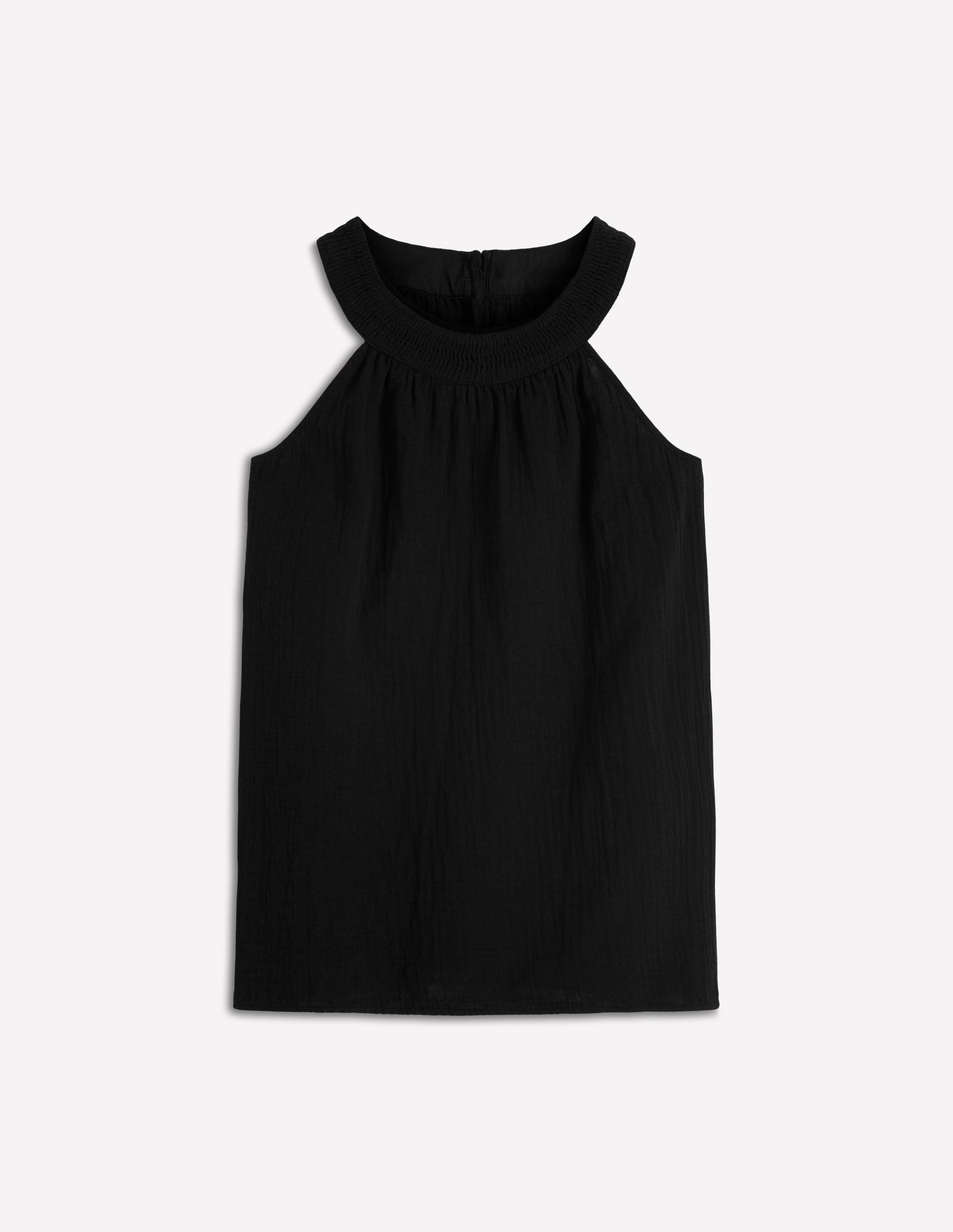 Halter-Neck Double Cloth Top-Black-6