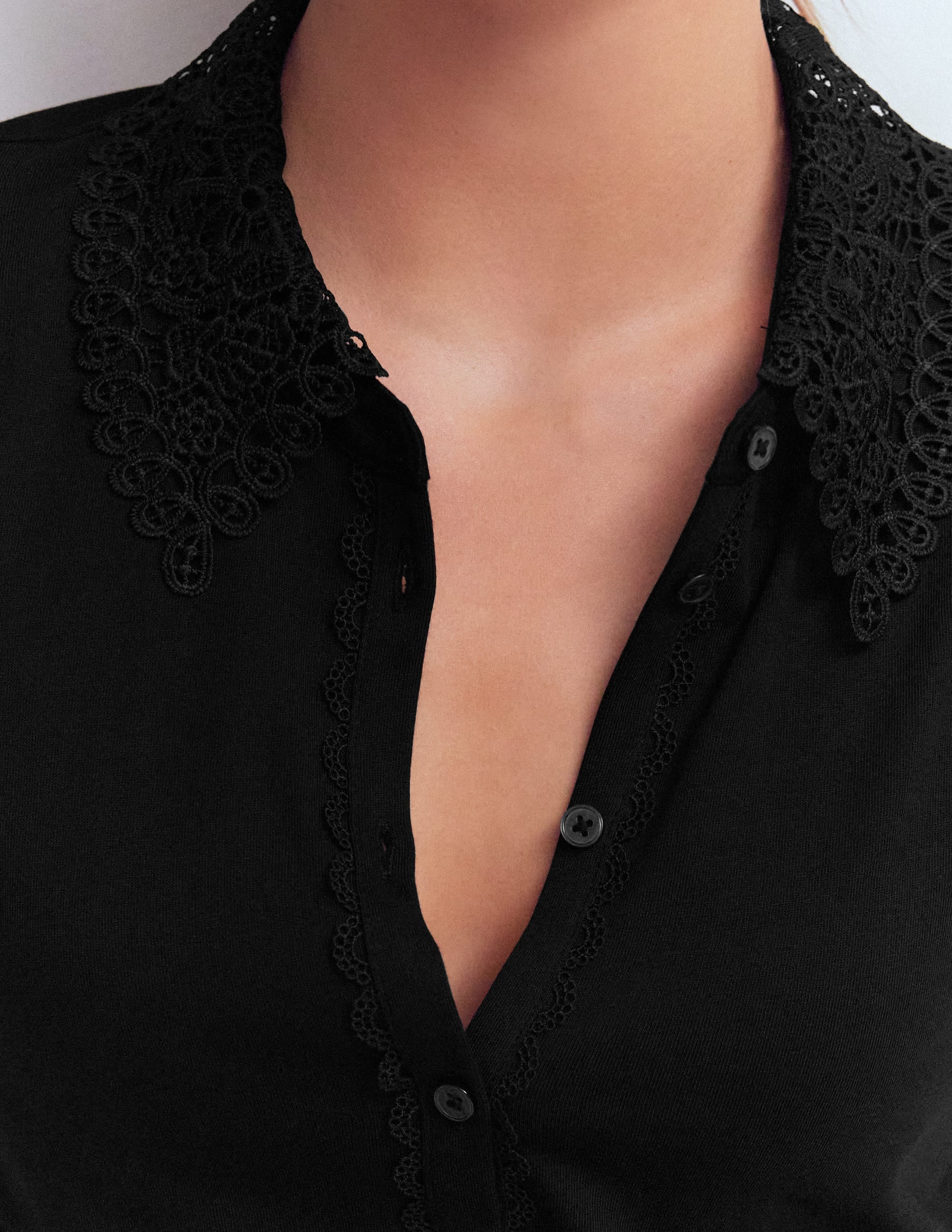 Nessa Broderie Collar Blouse-Black - Image 2
