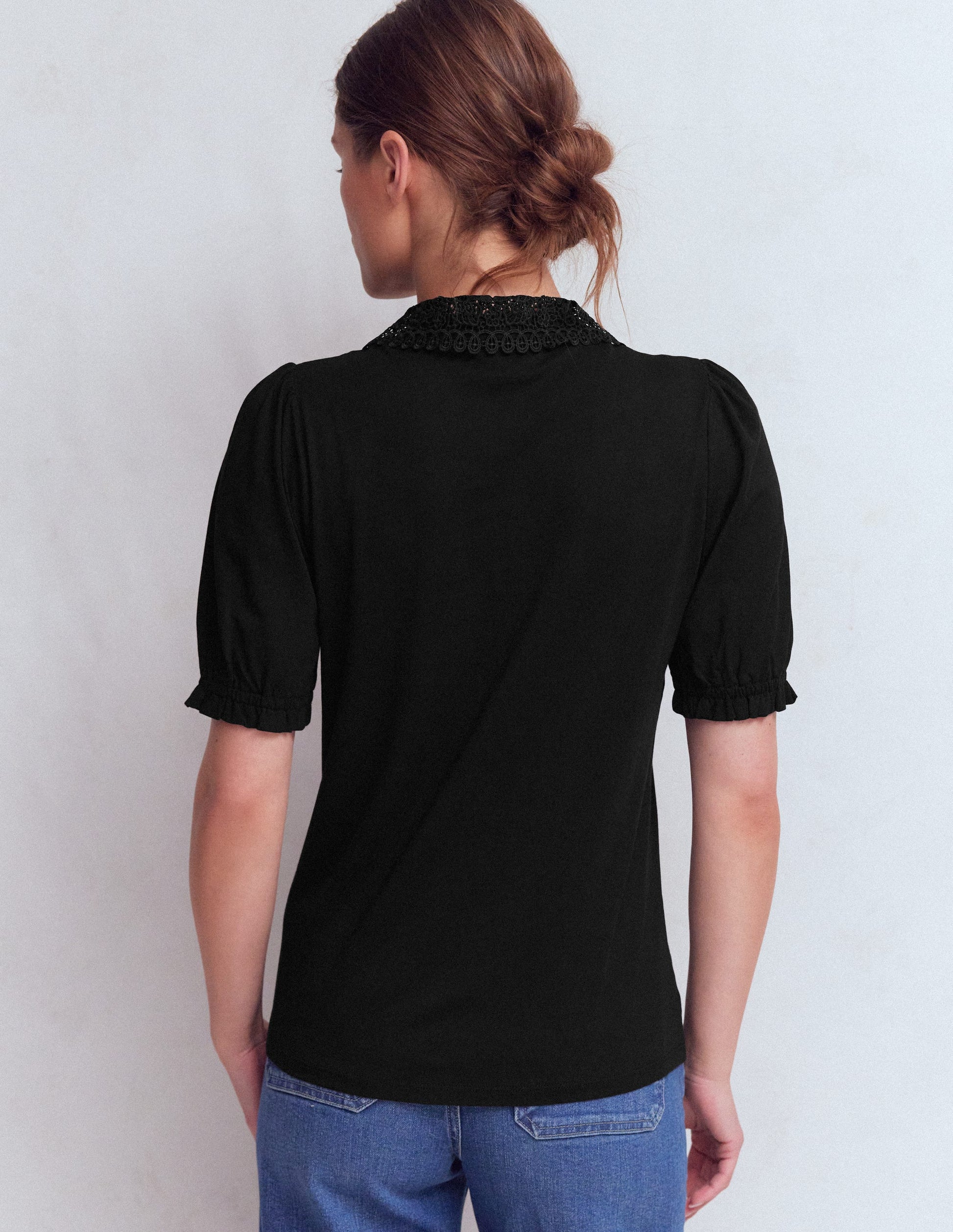 Nessa Broderie Collar Blouse-Black-3