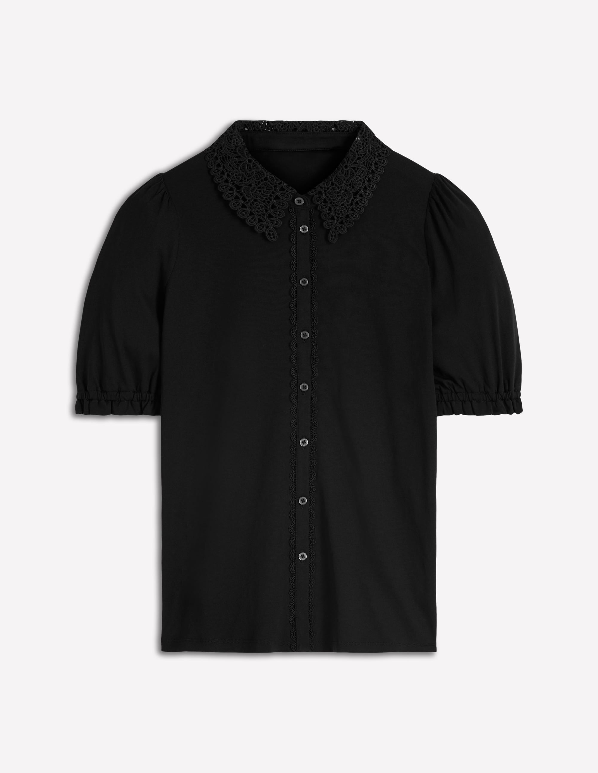 Nessa Broderie Collar Blouse-Black | Boden USA
