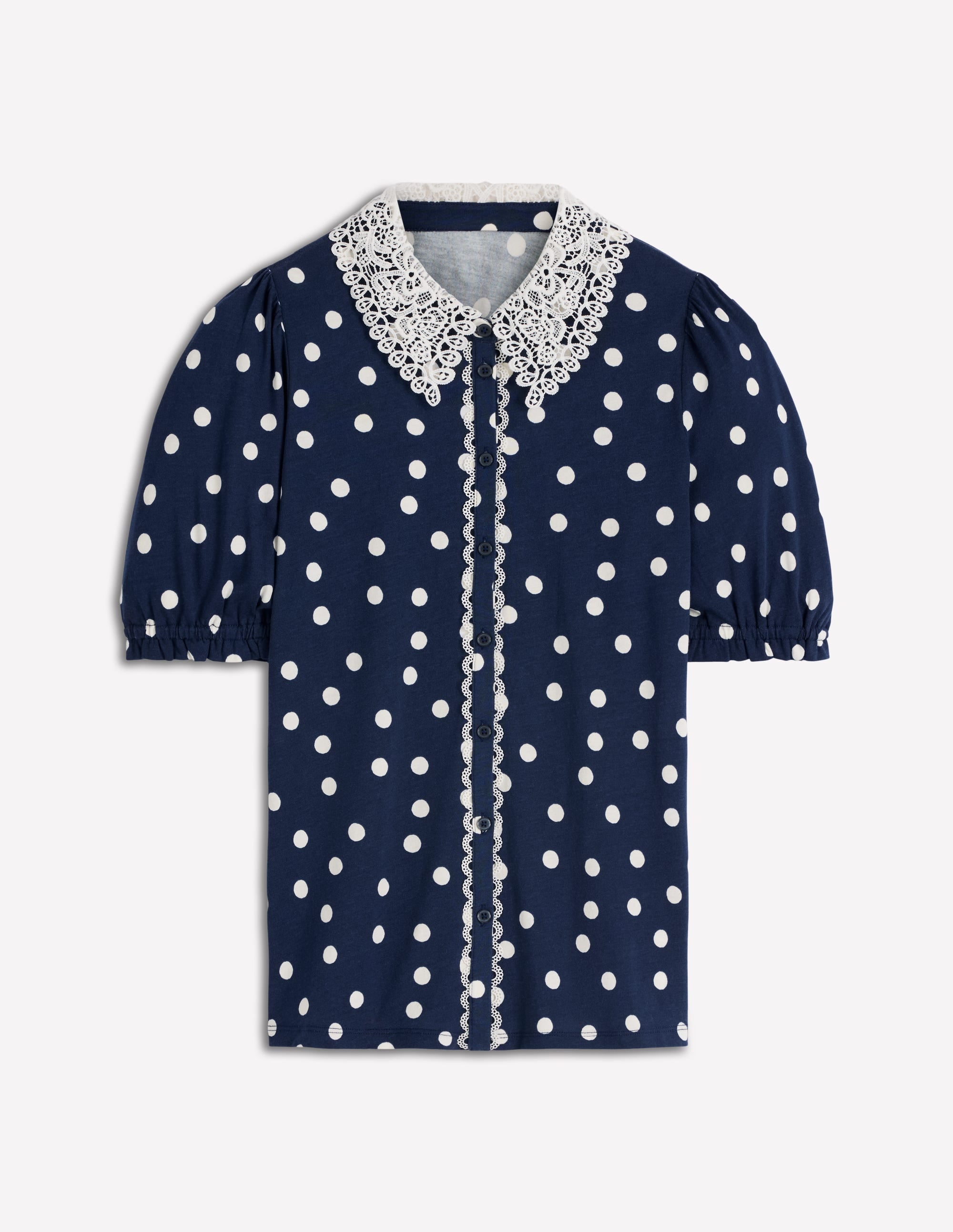 Nessa Broderie Collar Blouse-Painted Dot Spaced - Image 5