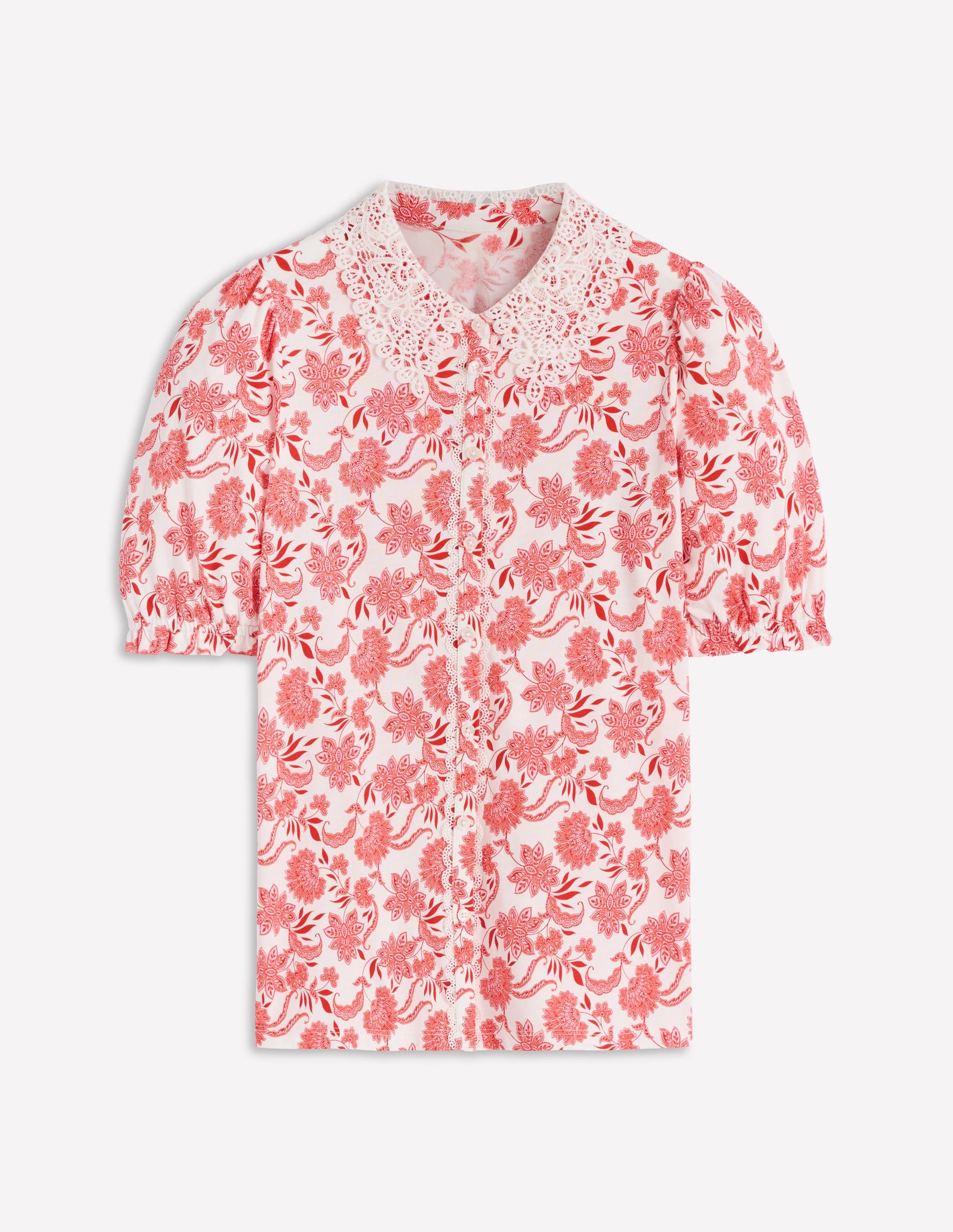 Nessa Broderie Collar Blouse-Pink Floral-5