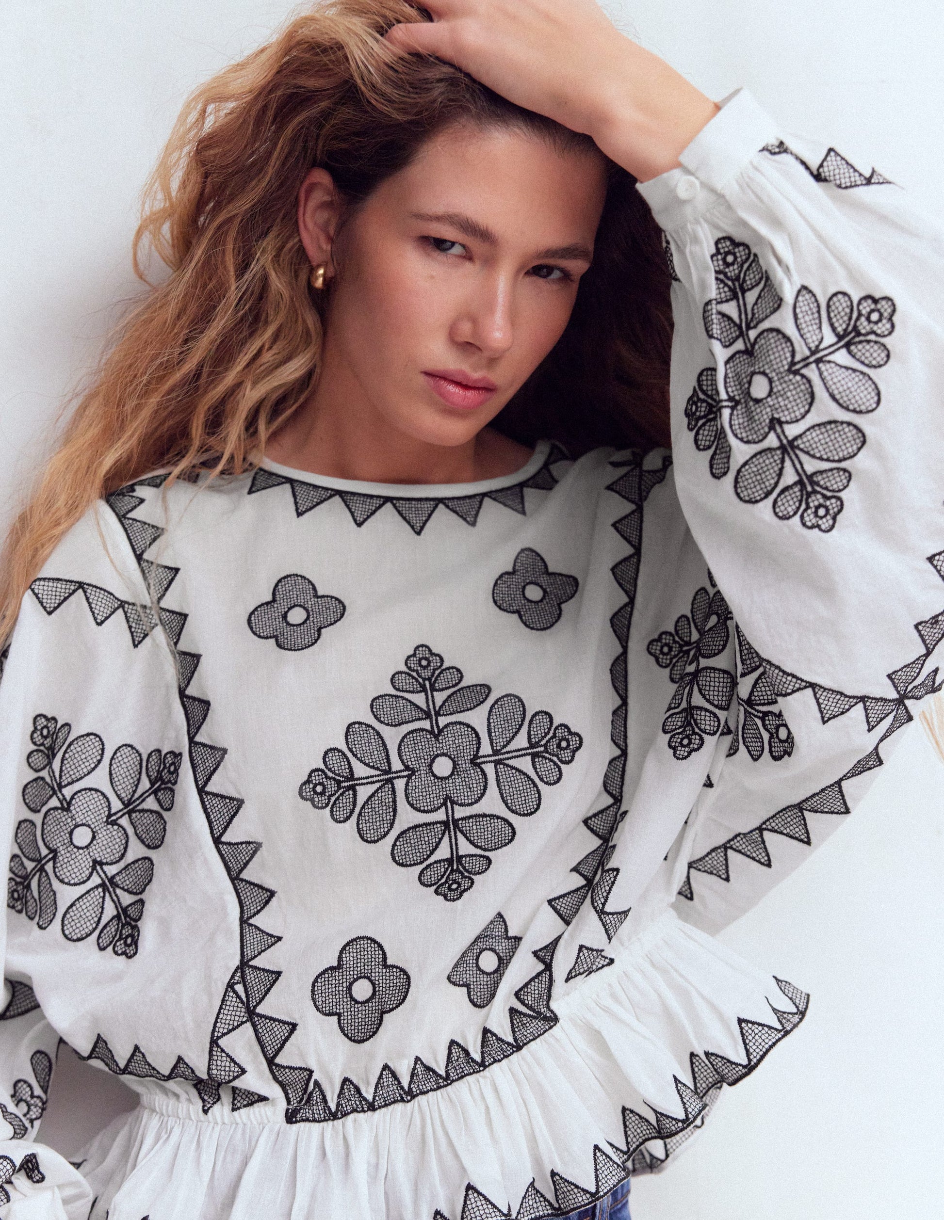 Embroidered Vacation Top-Ivory-4