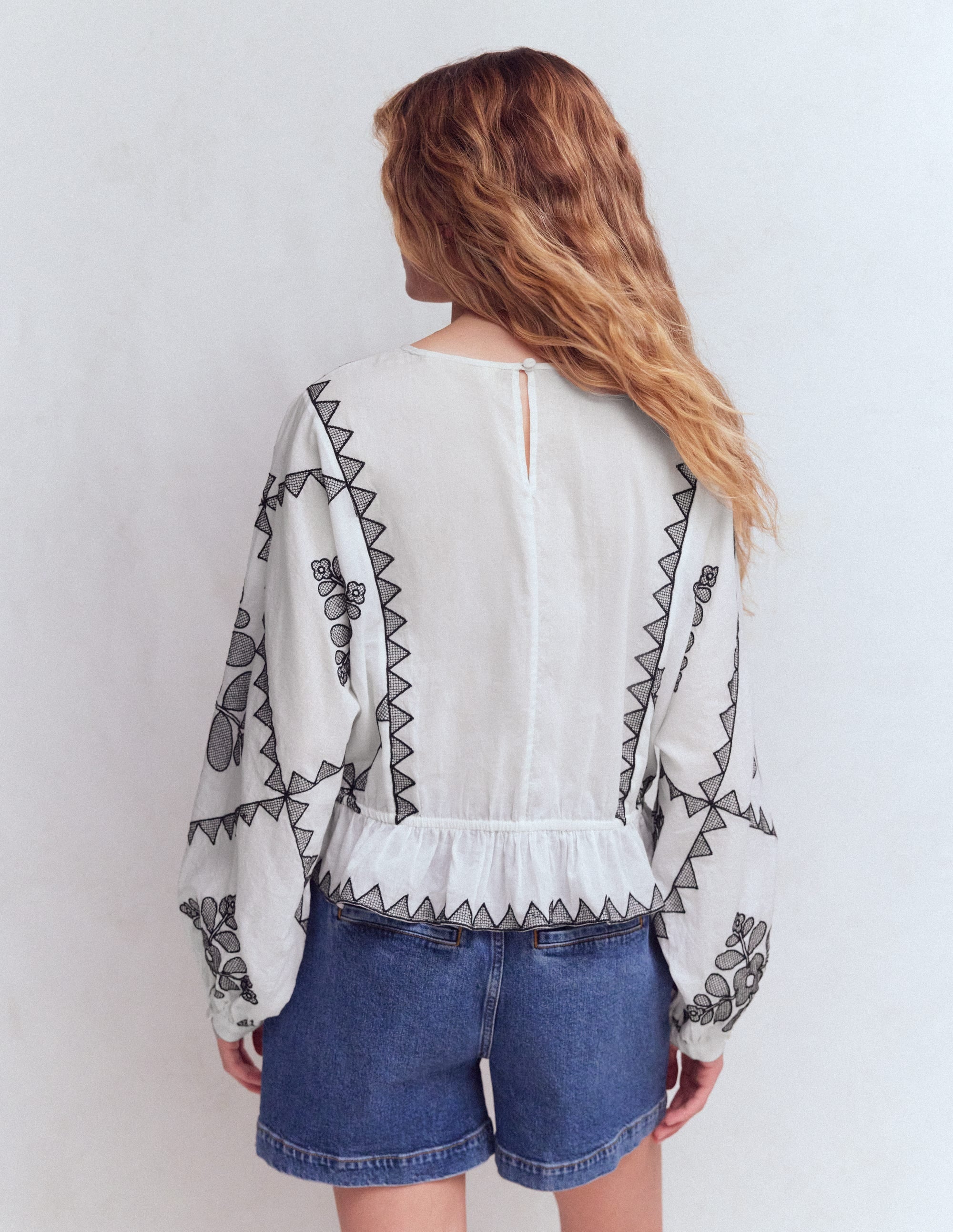 Embroidered Vacation Top-Ivory - Image 3