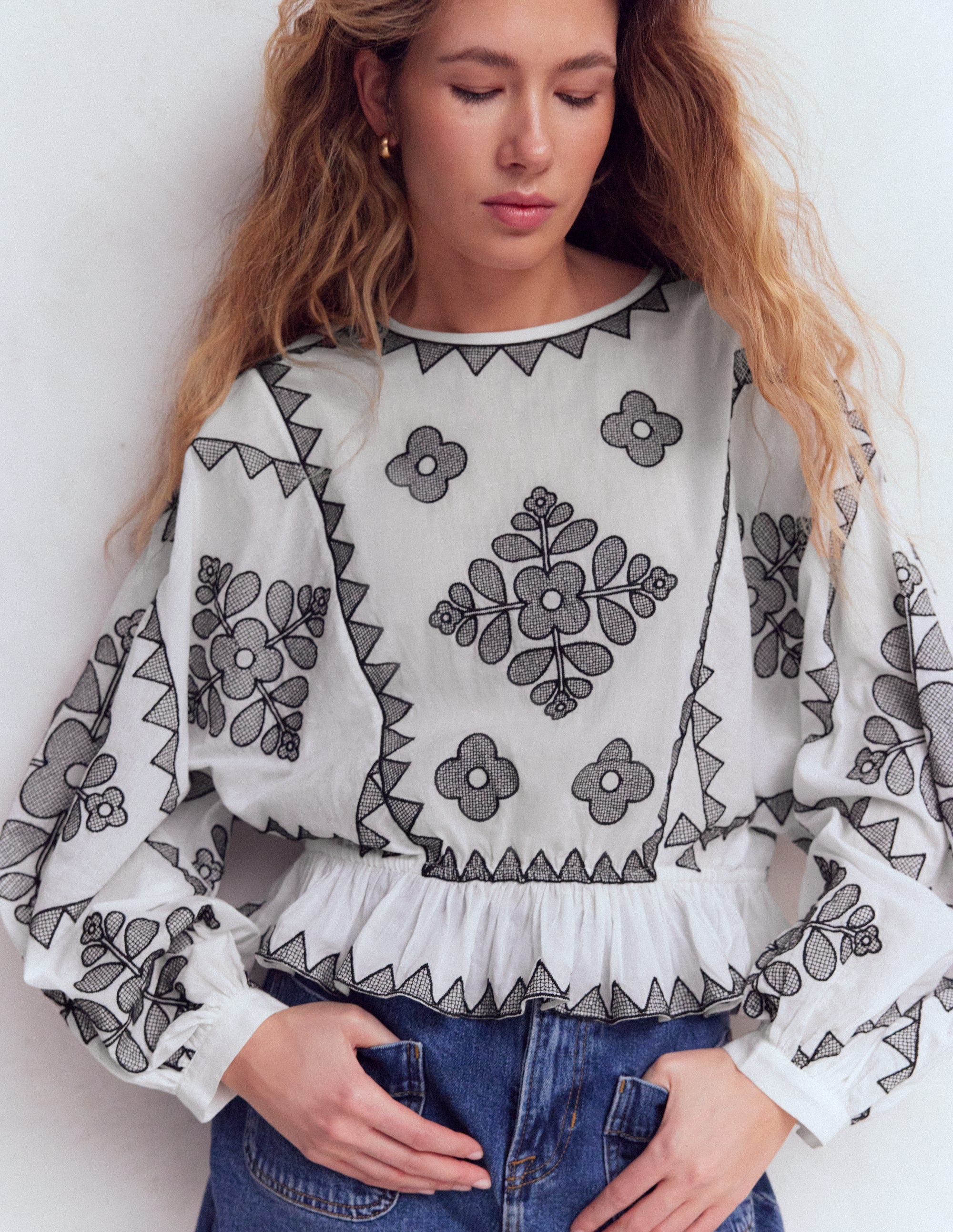 Embroidered Vacation Top-Ivory - Image 5